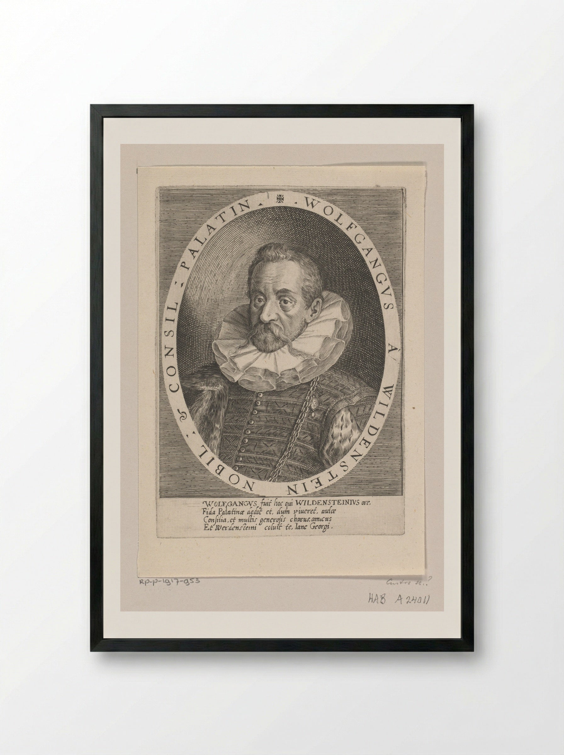 Portret van Wolfgang von Wildenstein - Dominicus Custos - Framed Print Black
