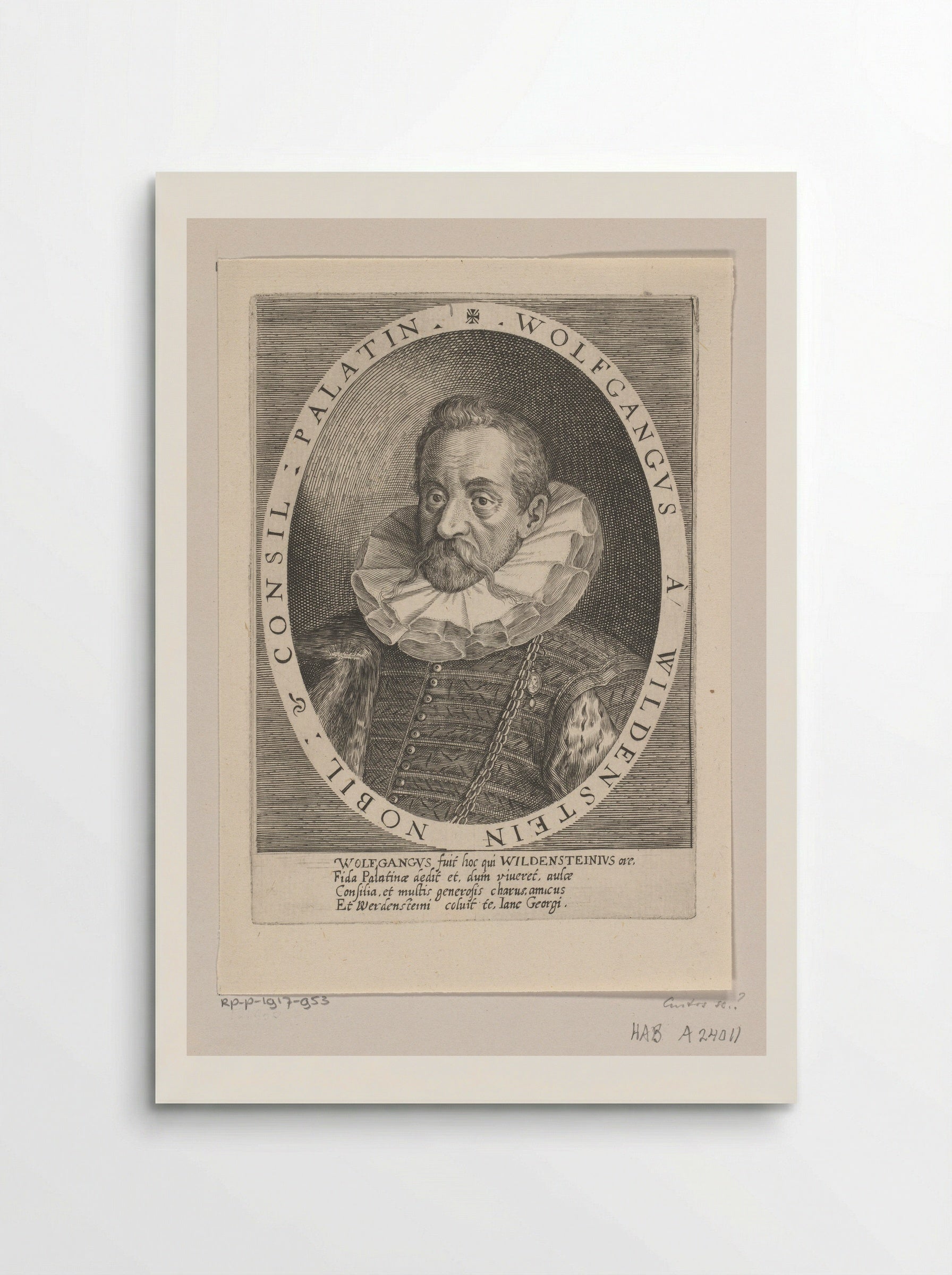 Portret van Wolfgang von Wildenstein - Dominicus Custos - Poster