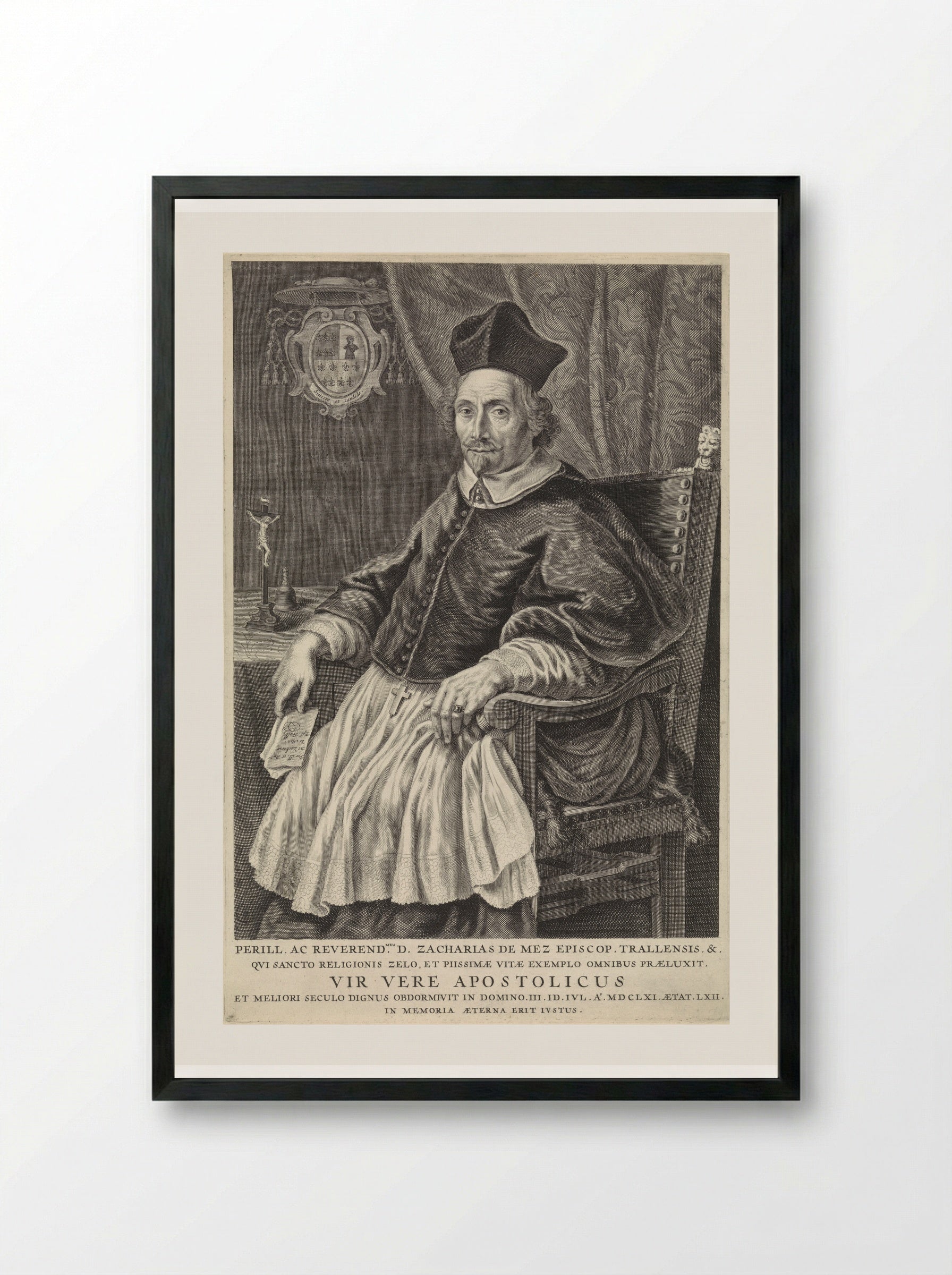 Portret van Zacharias de Mez, bisschop van Tralles - Theodor Matham - Framed Print Black