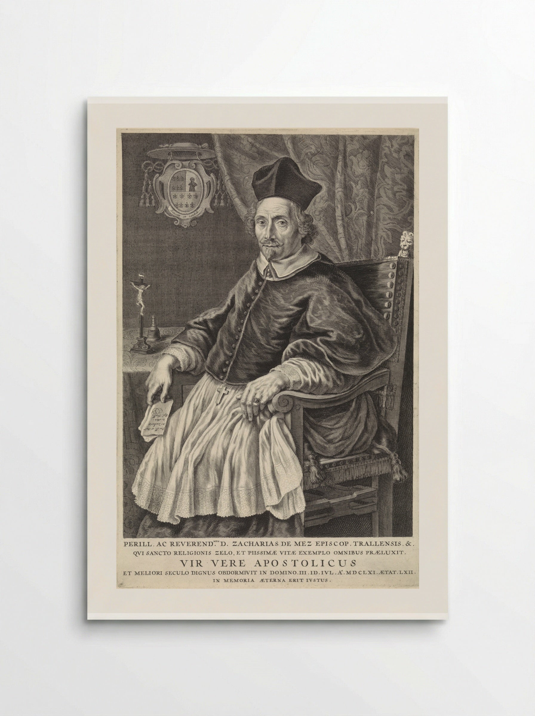 Portret van Zacharias de Mez, bisschop van Tralles - Theodor Matham - Poster