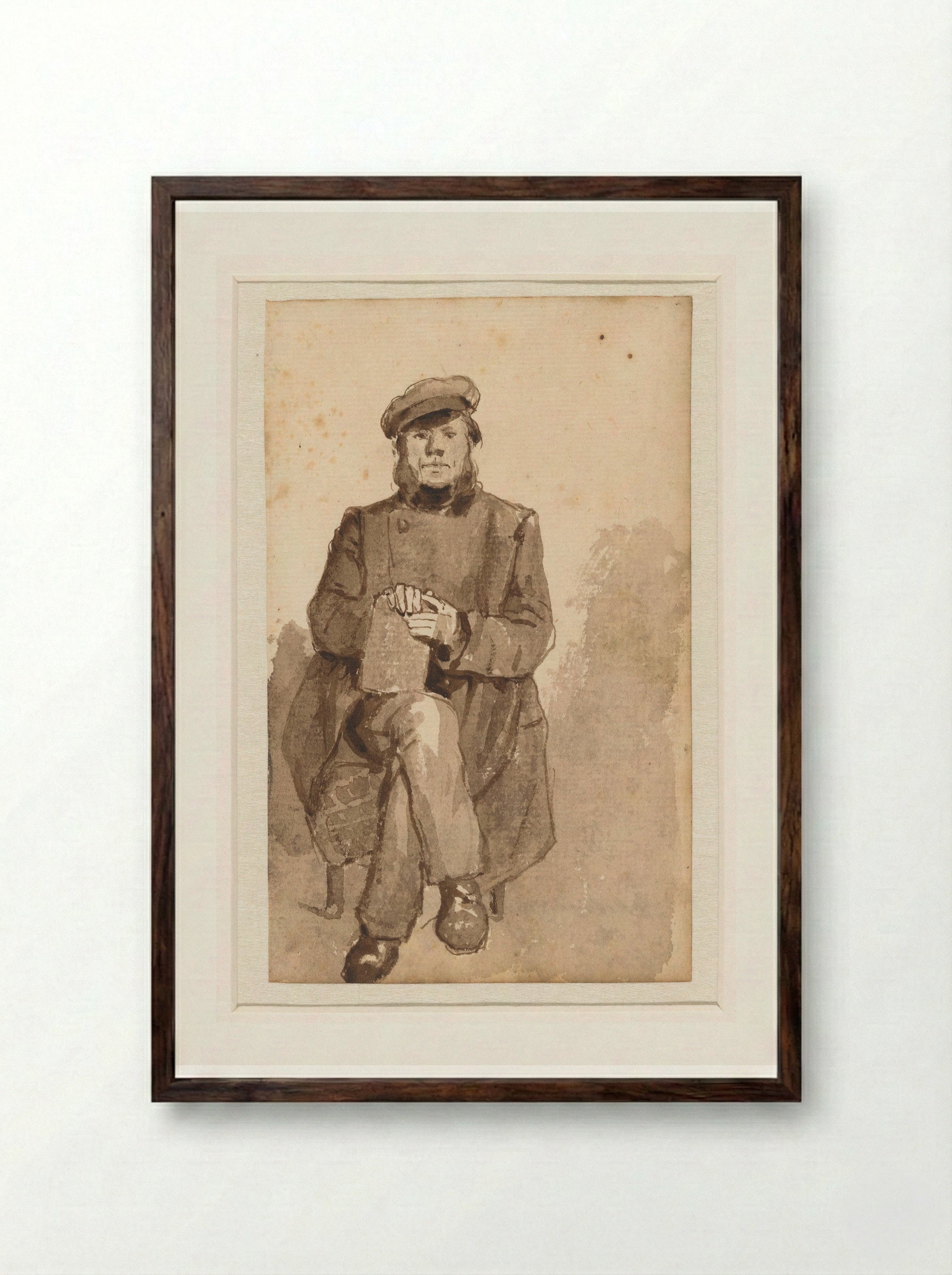 Portret van de boekhandelaar David Blok - Jan Weissenbruch - Framed Print Dark Wood