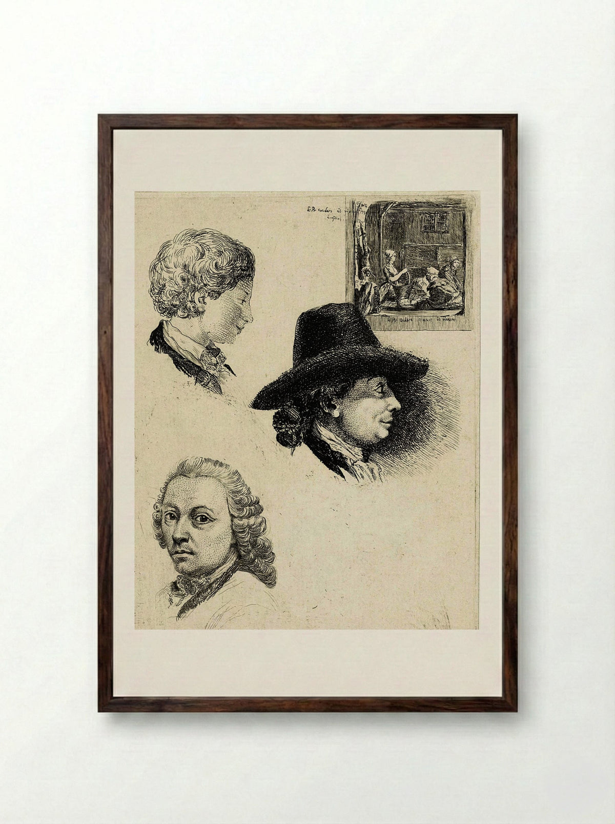 Portret van de componist en etser Johan Antoni Kauclitz Colizzi - Louis Bernard Coclers - Framed Print Dark Wood
