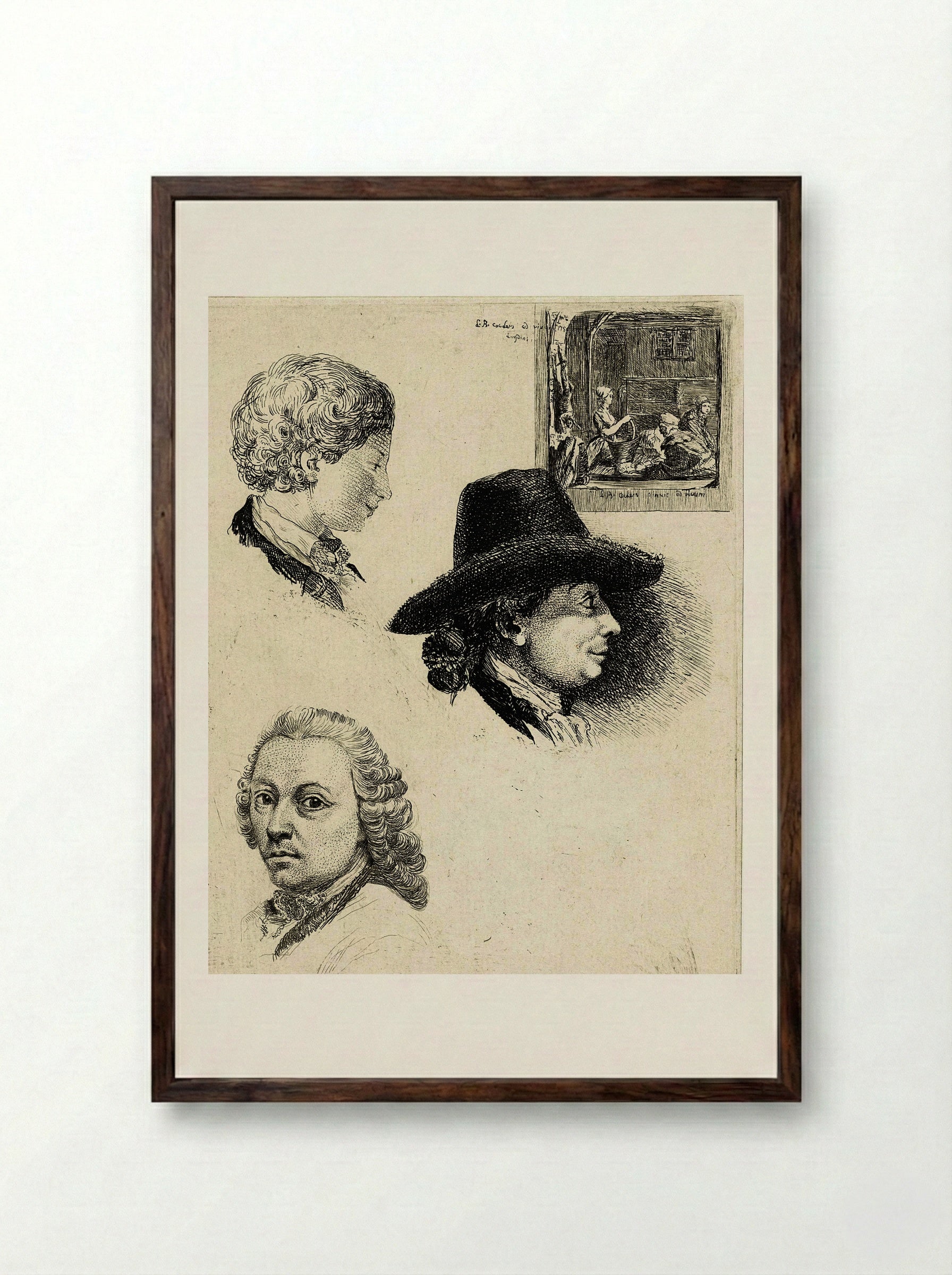 Portret van de componist en etser Johan Antoni Kauclitz Colizzi - Louis Bernard Coclers - Framed Print Dark Wood
