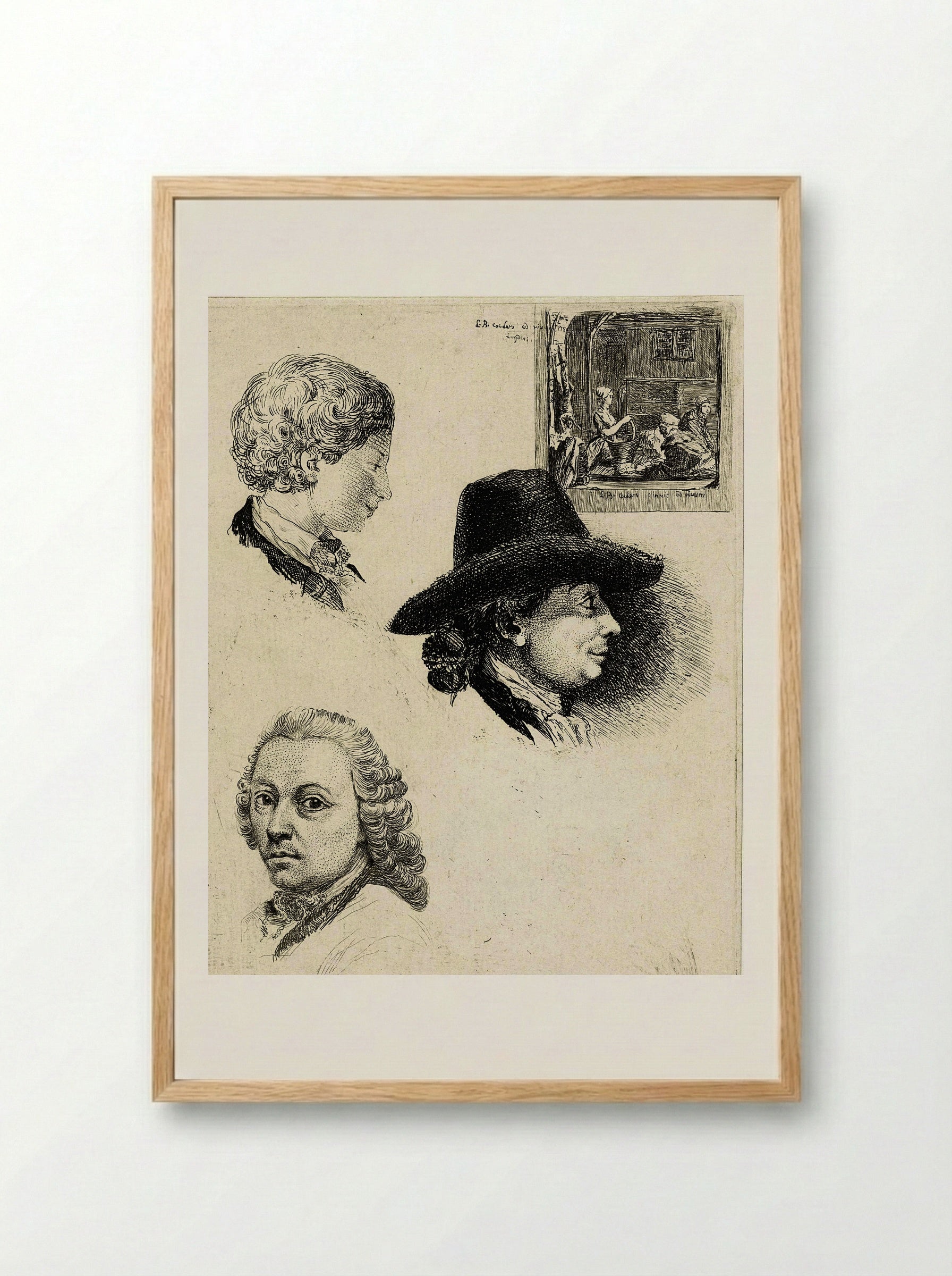 Portret van de componist en etser Johan Antoni Kauclitz Colizzi - Louis Bernard Coclers - Framed Print Wood