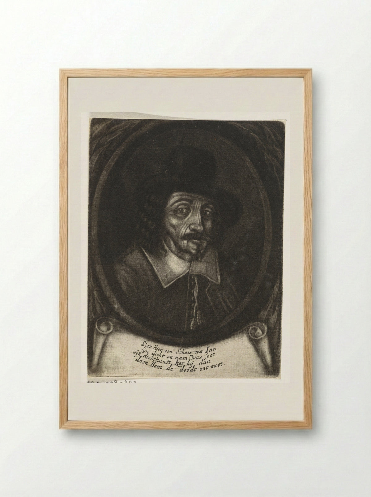 Portret van de dichter Jan Soet - Harmen de Mayer - Framed Print Wood
