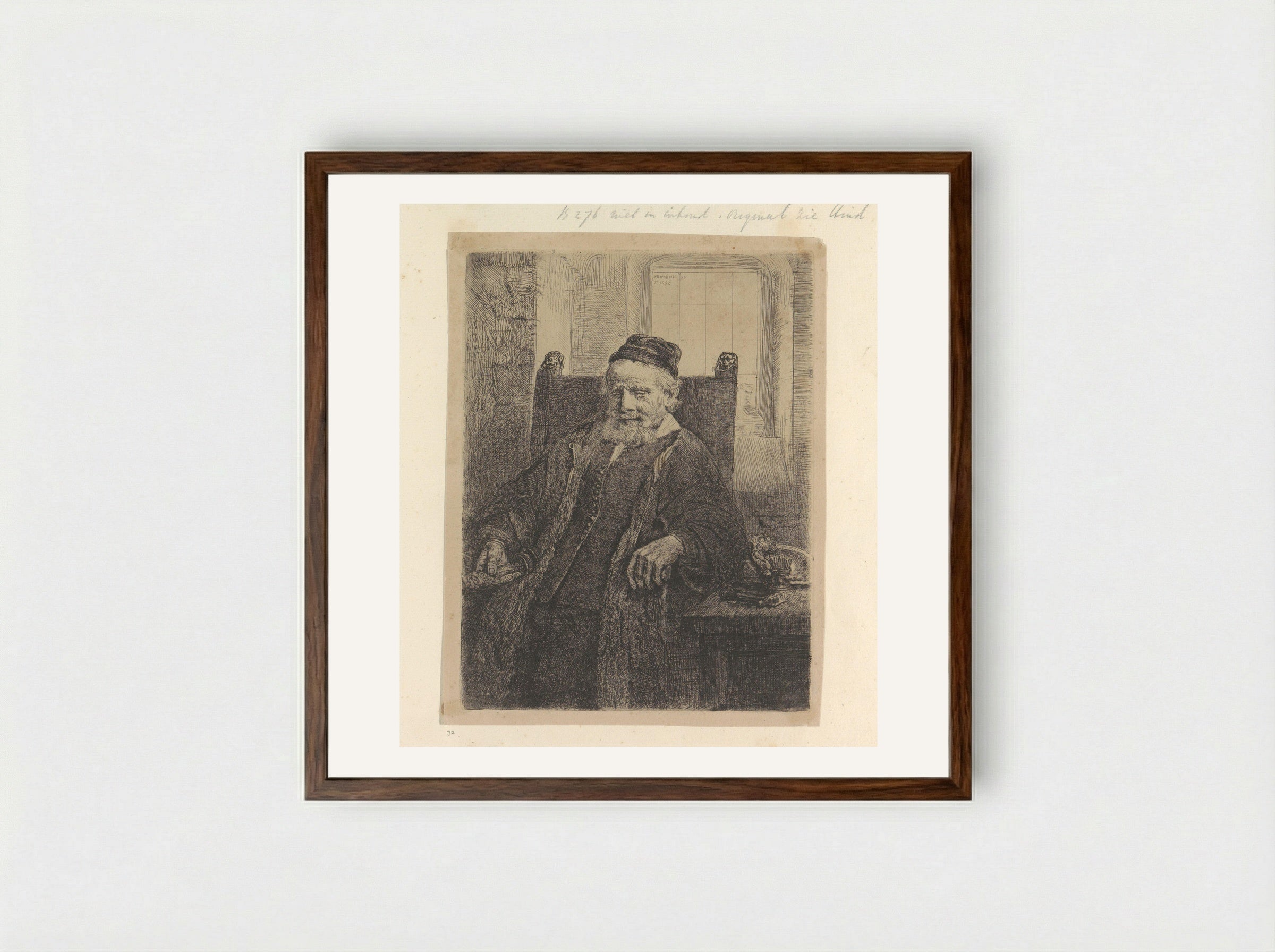 Portret van de goudsmid Jan Lutma - Henry Louis Basan - Framed Print Dark Wood