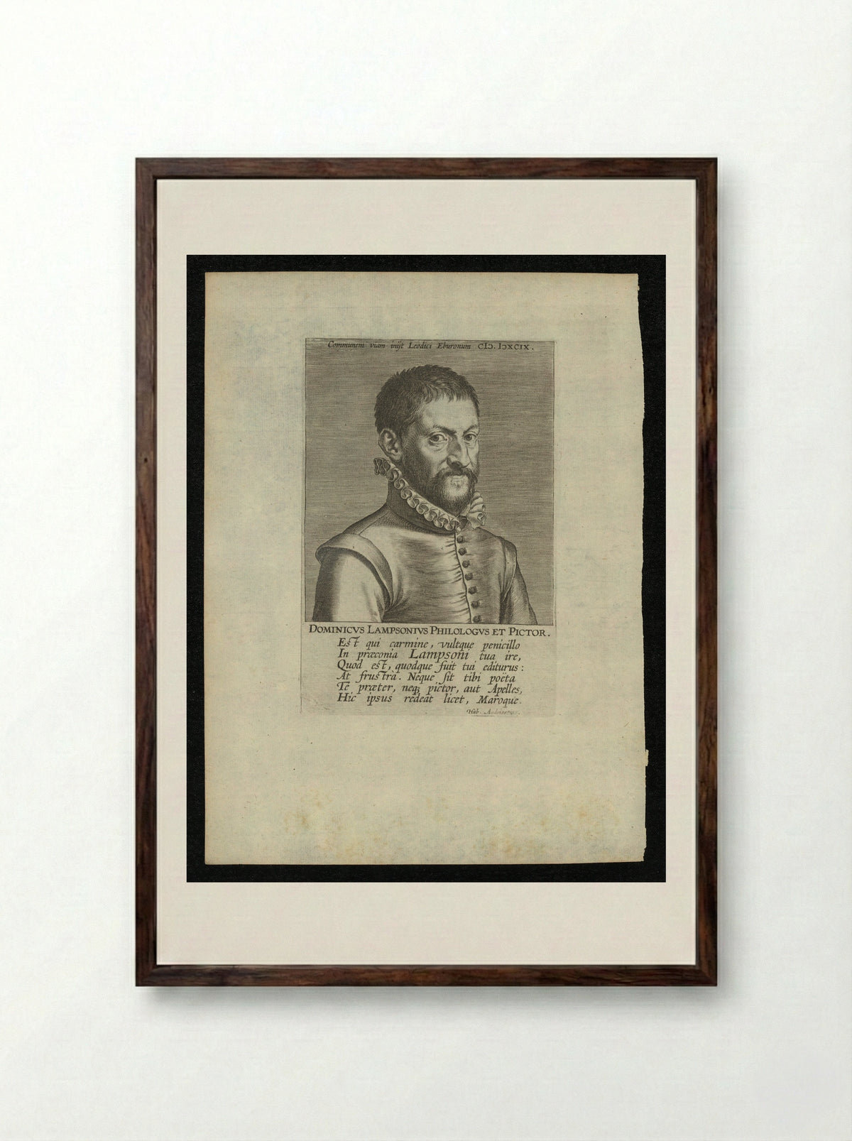 Portret van de schilder Joachim Patinier - Dominicus Lampsonius - Framed Print Dark Wood