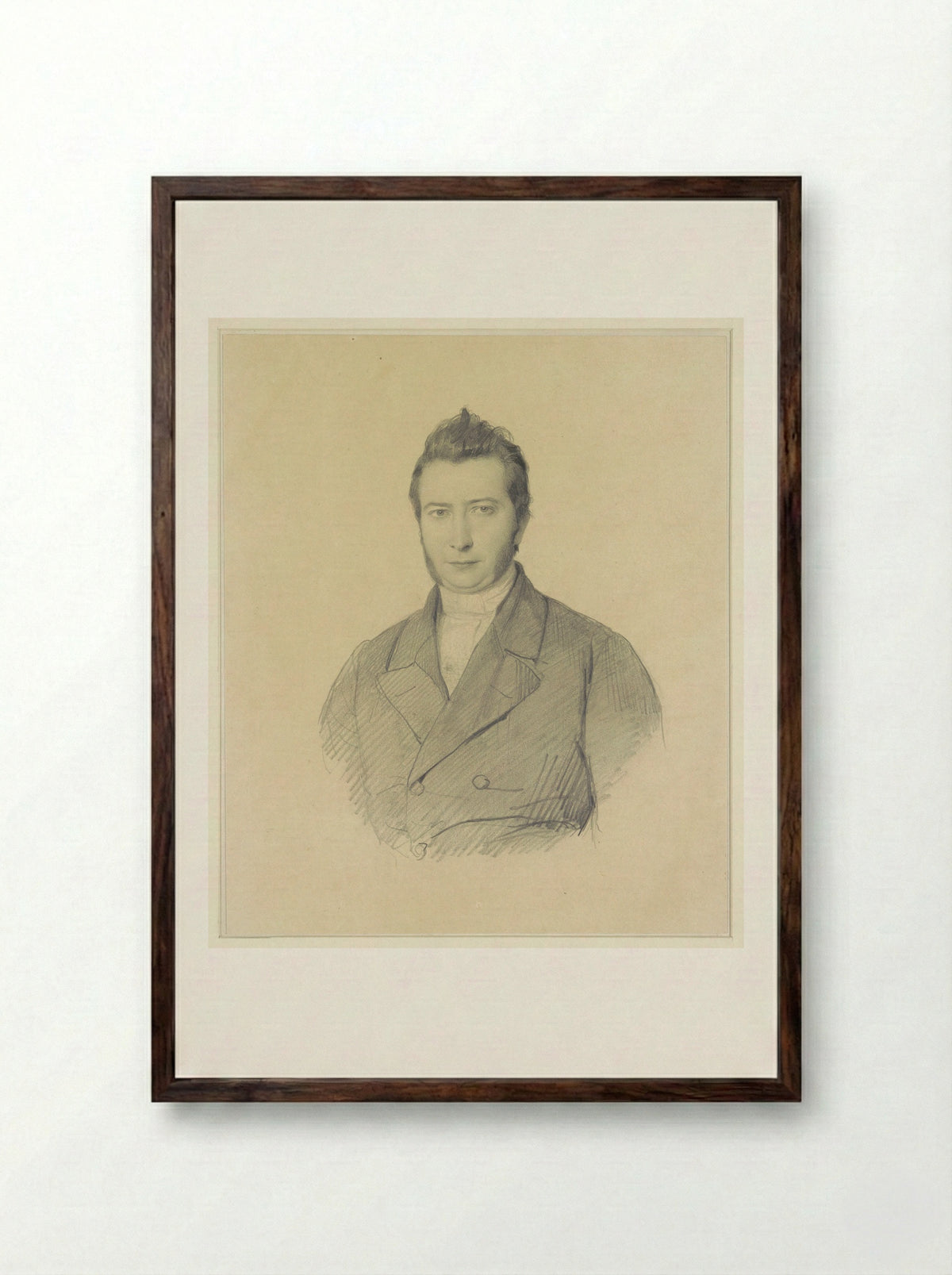 Portret van de schrijver Jan Jacob Lodewijk ten Kate - Gerhardus Fredericus Eilbracht - Framed Print Dark Wood