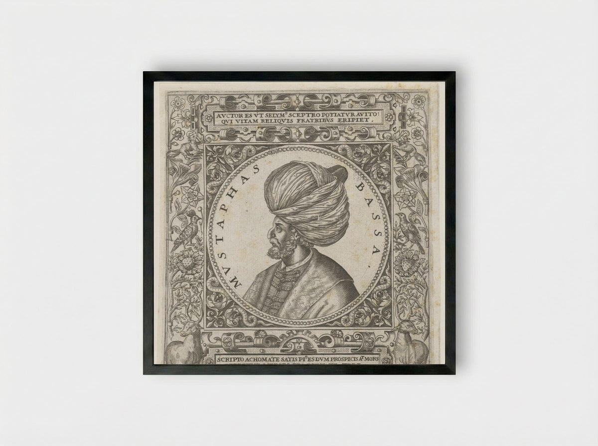 Portret van de sultan Mustafa Basha - Theodor de Bry - Framed Print Black
