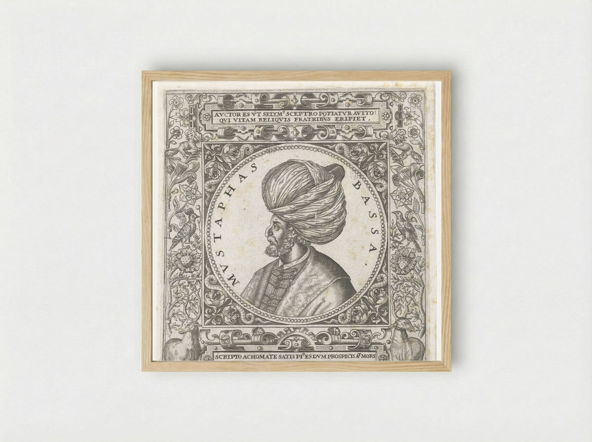 Portret van de sultan Mustafa Basha - Theodor de Bry - Framed Print Wood