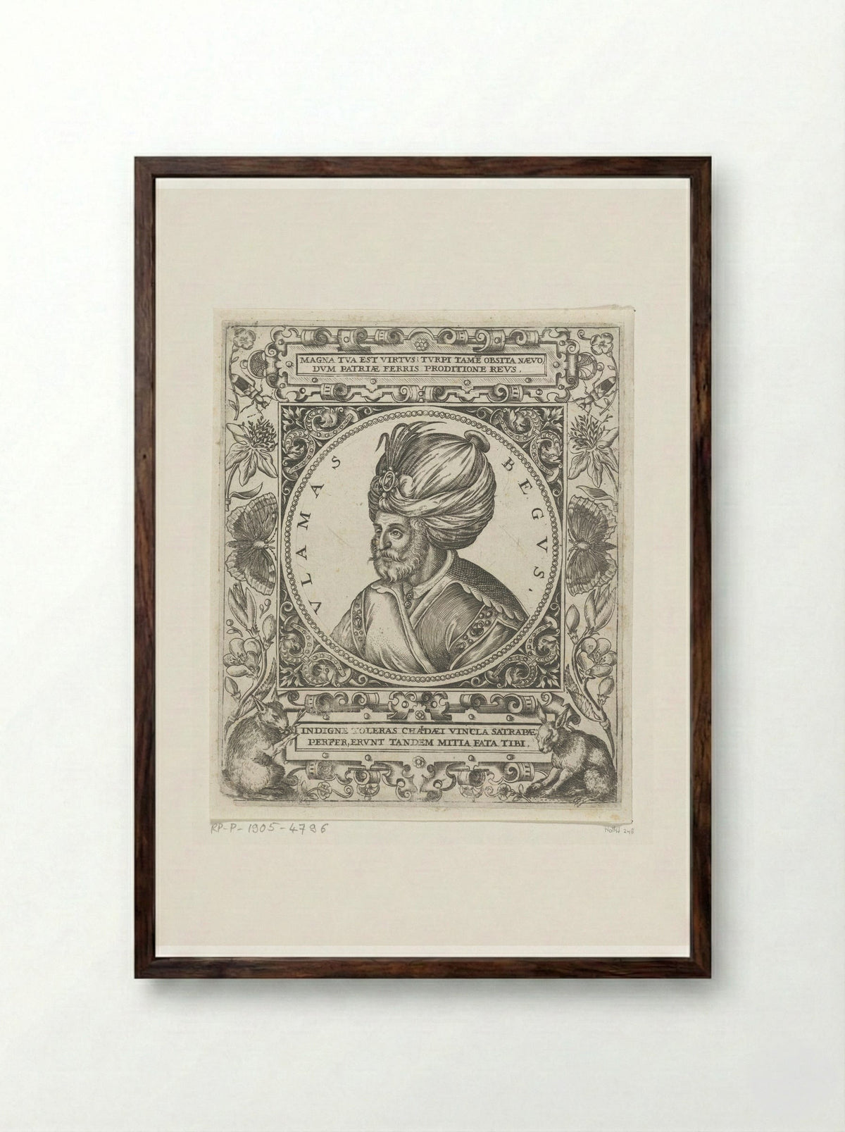 Portret van de sultan Ulamas Begus - Theodor de Bry - Framed Print Dark Wood