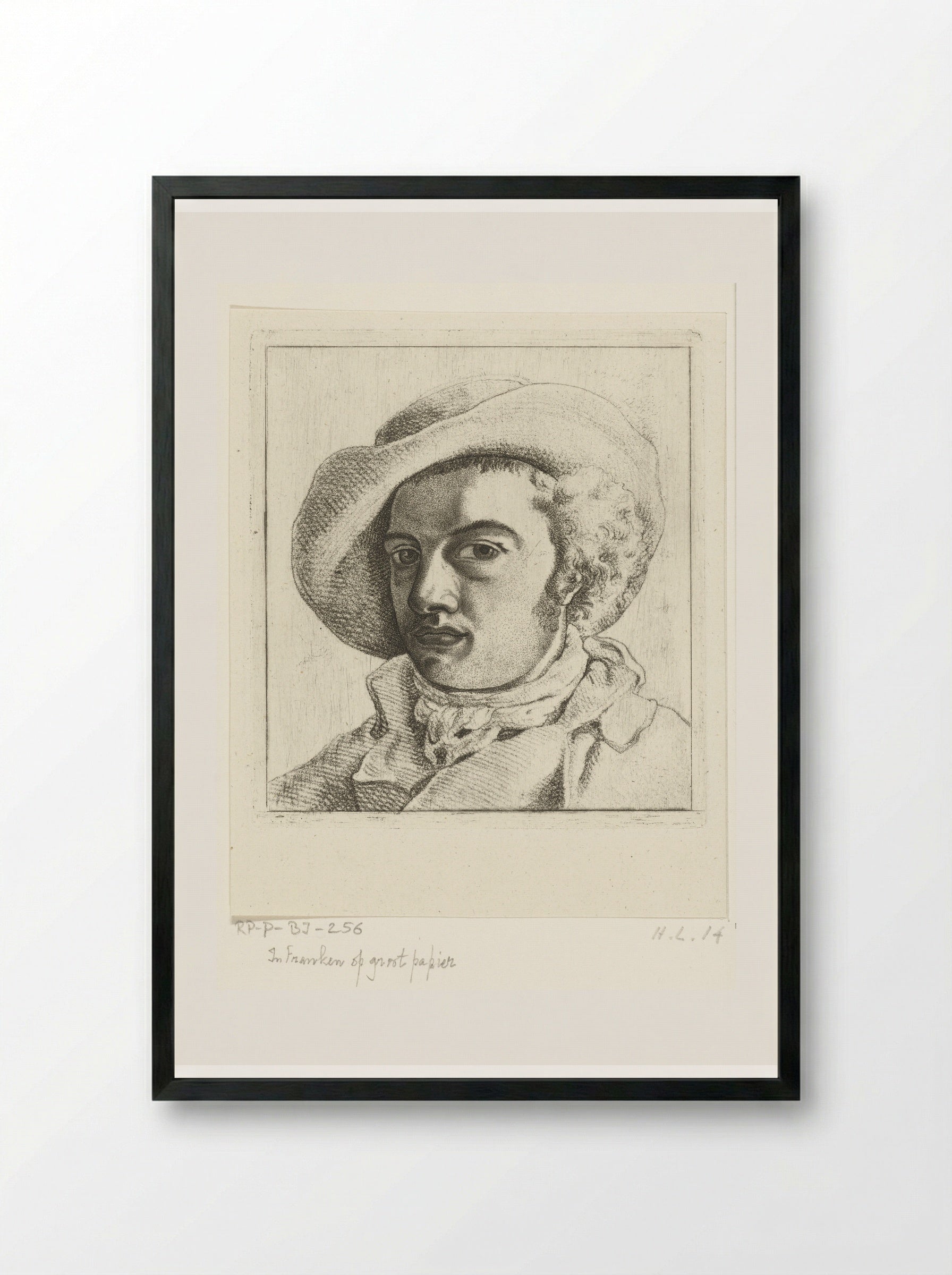 Portret van een jonge man met hoed - Ernst Willem Jan Bagelaar - Framed Print Black