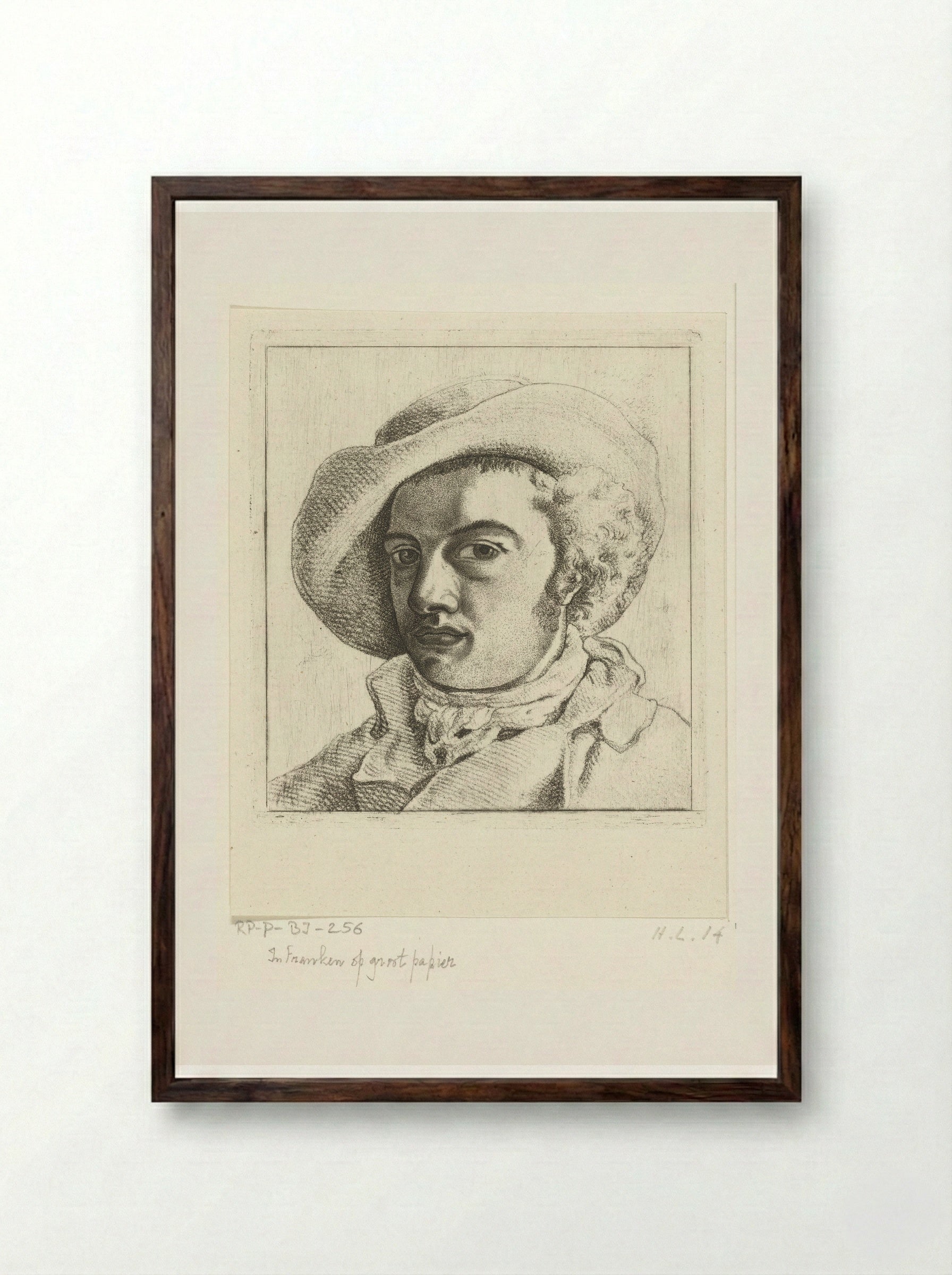 Portret van een jonge man met hoed - Ernst Willem Jan Bagelaar - Framed Print Dark Wood