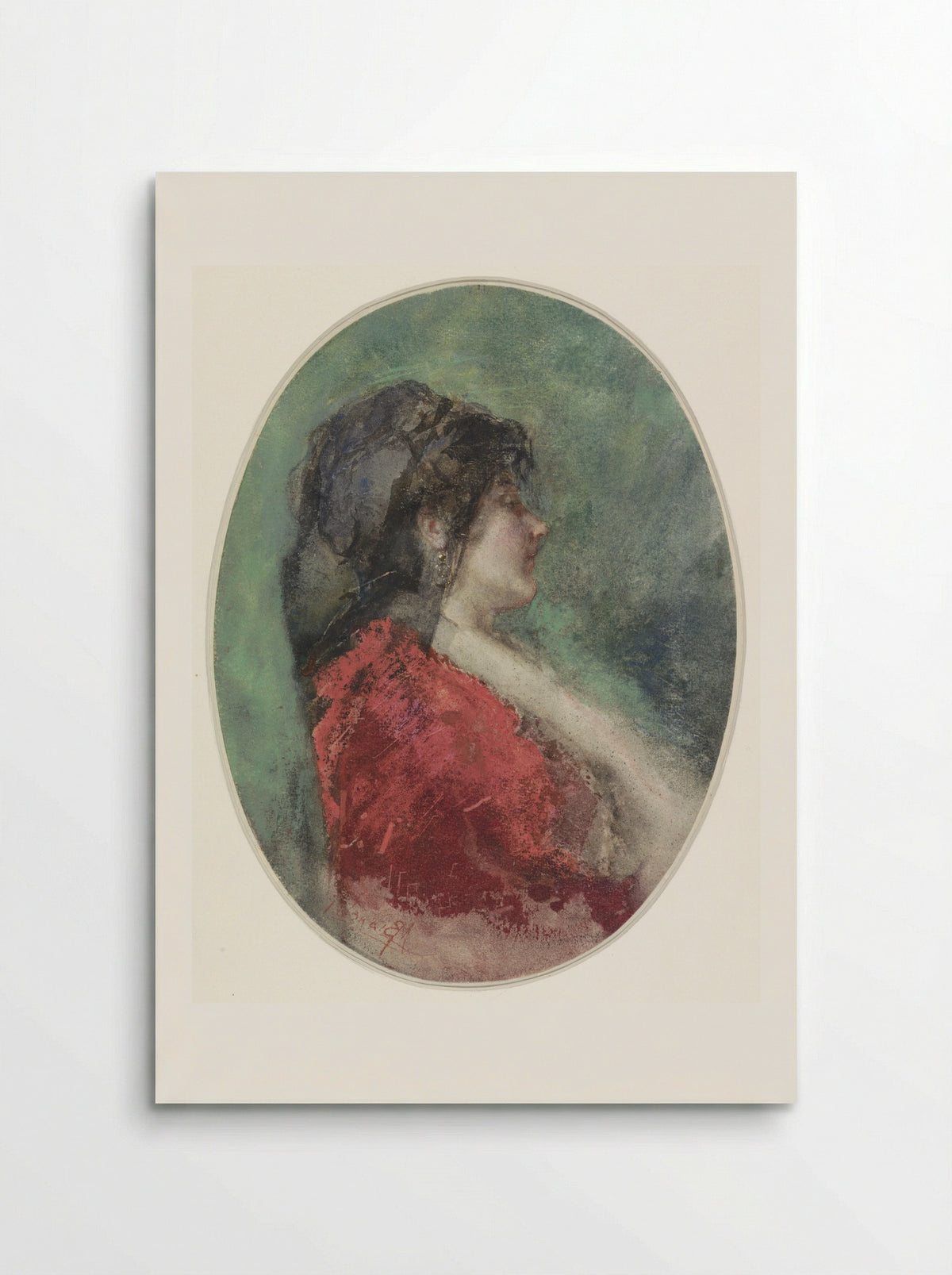 Portret van een jonge vrouw in profiel - Mosè Bianchi - Poster