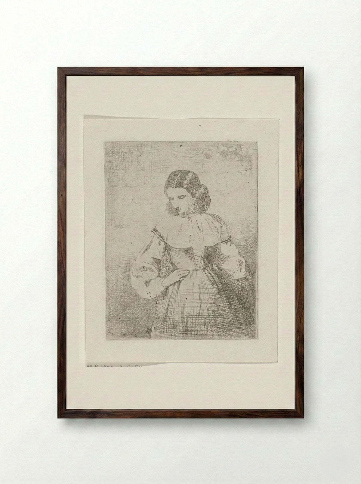 Portret van een jonge vrouw - Philippus Anthonius Alexander Kanne - Framed Print Dark Wood