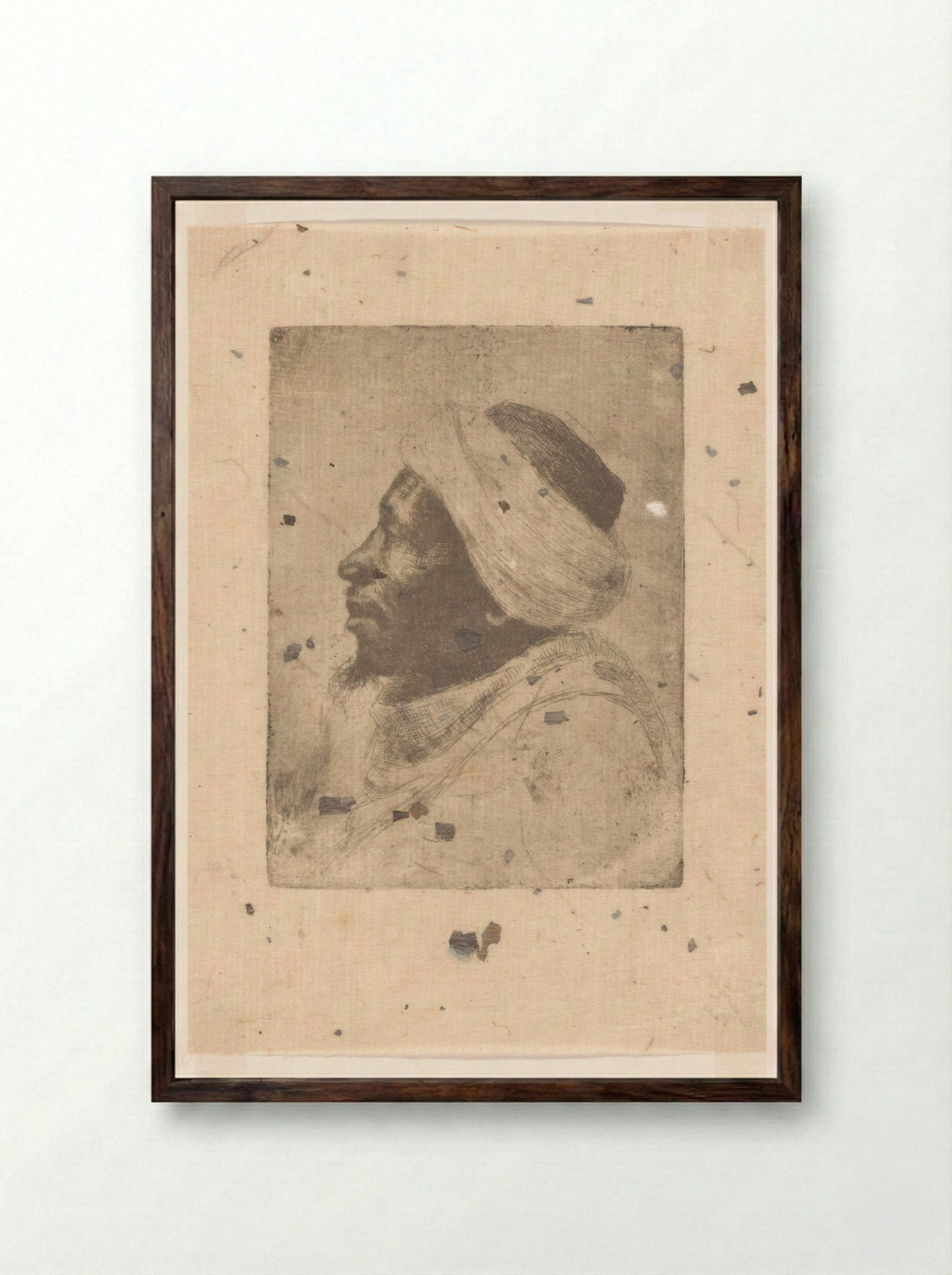 Portret van een man met tulband - Philip Zilcken - Framed Print Dark Wood