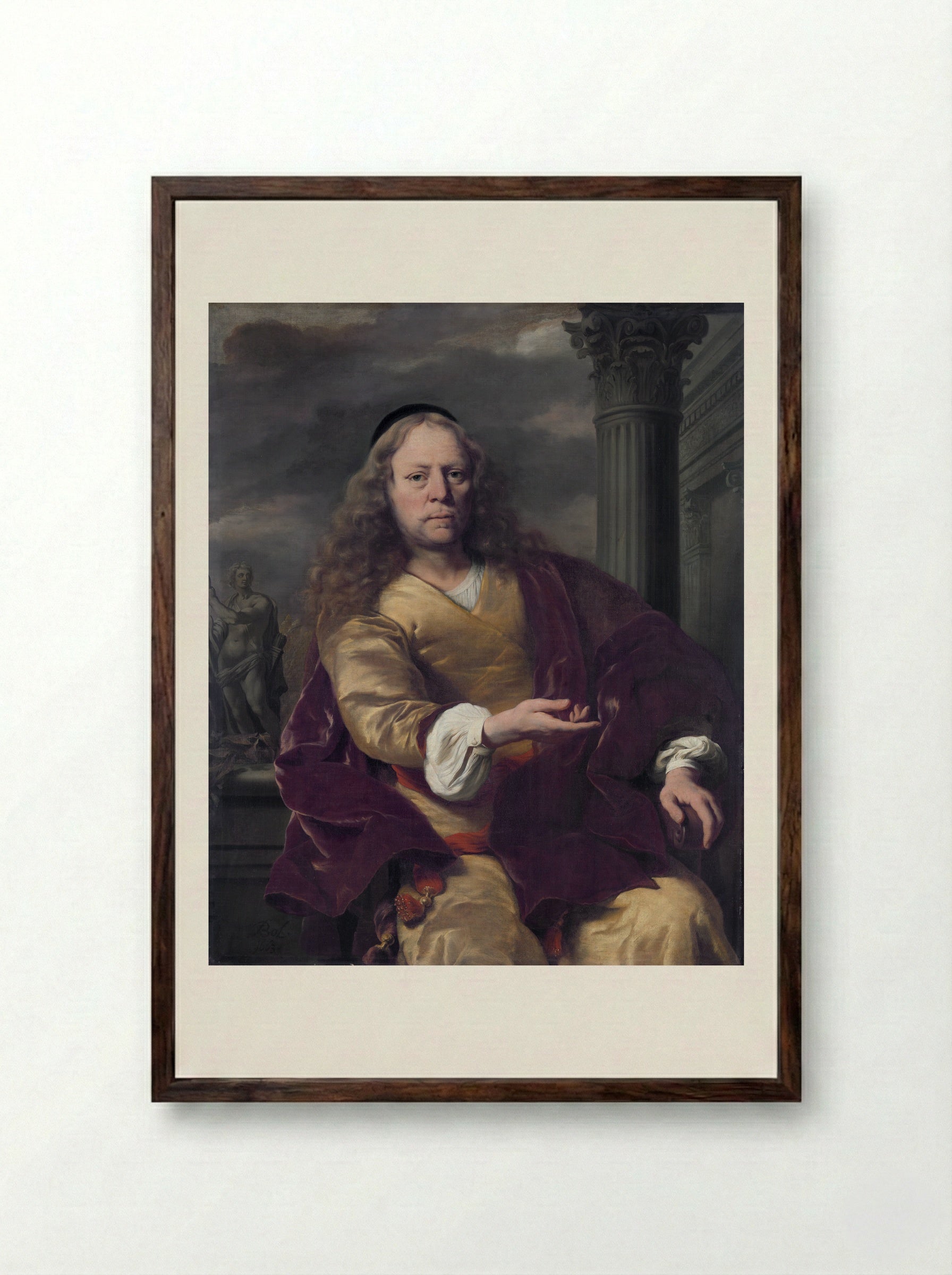 Portret van een man - Ferdinand Bol - Framed Print Dark Wood