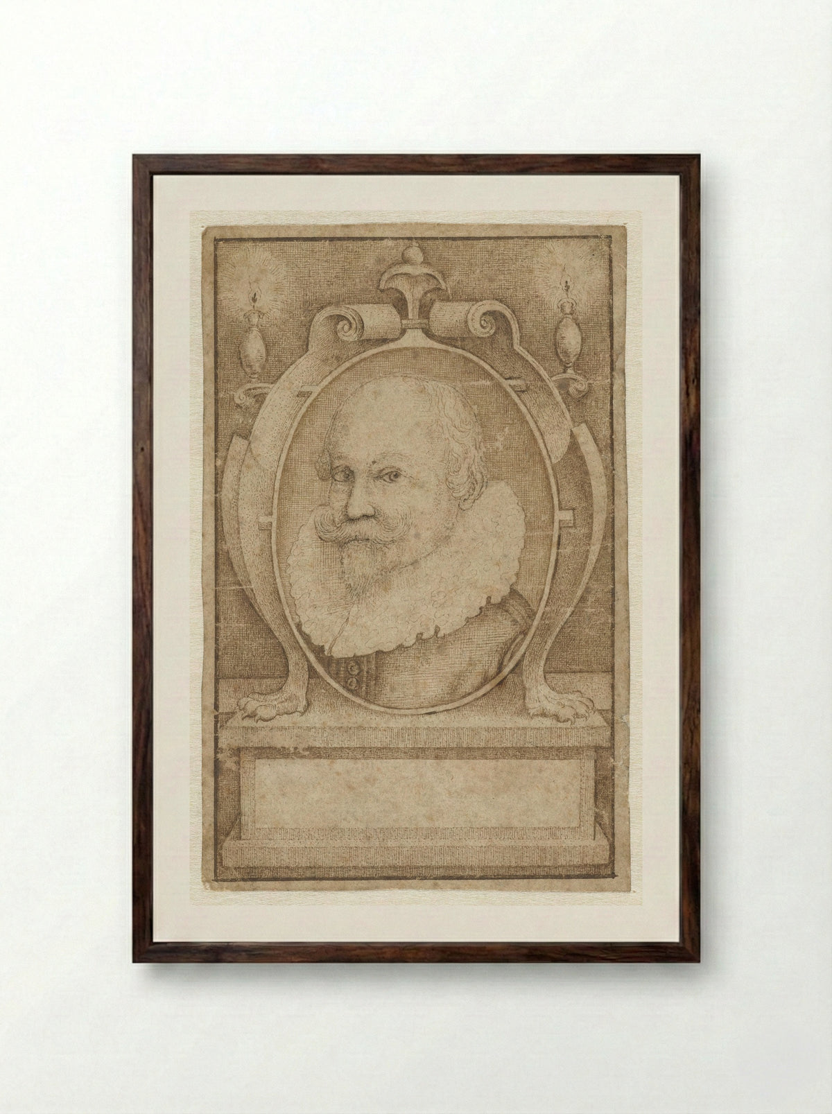 Portret van een man - Monogrammist WS - Framed Print Dark Wood