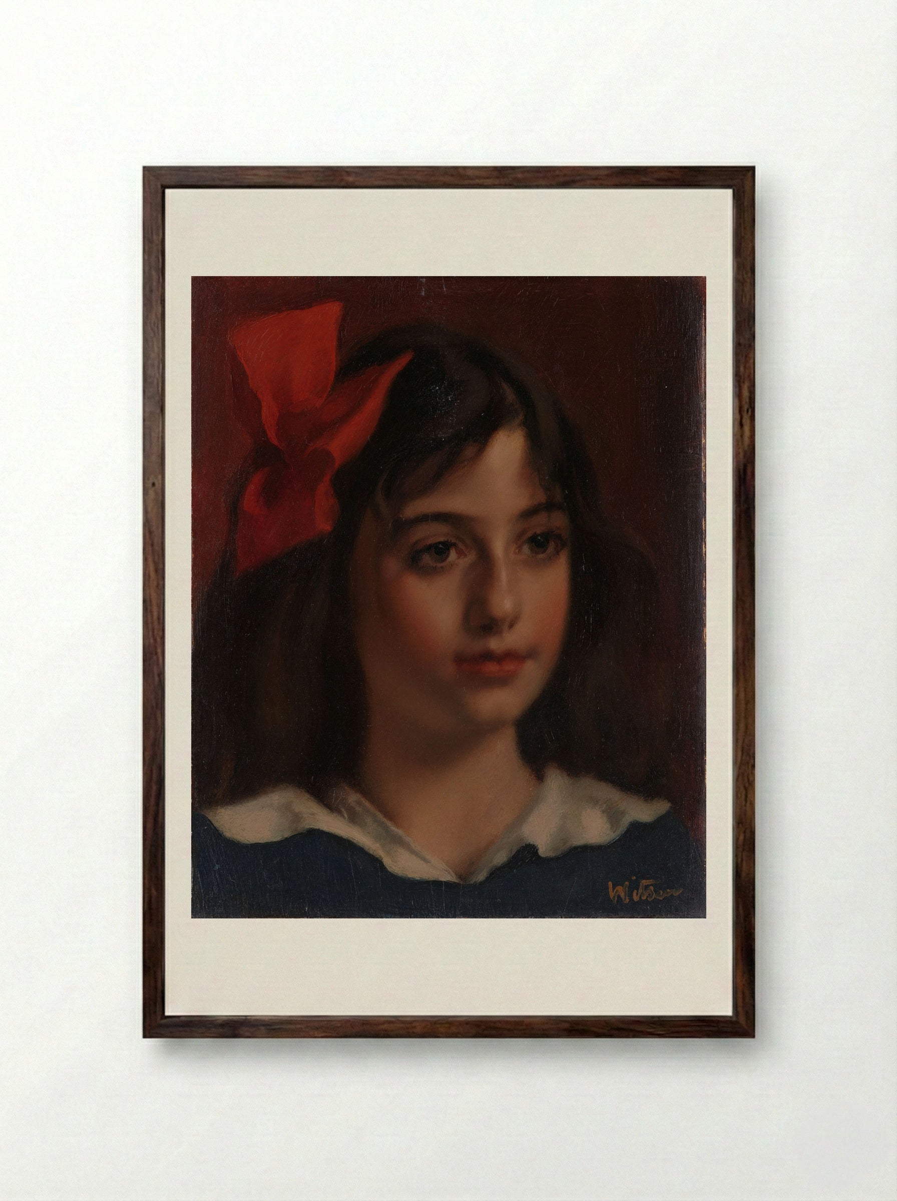 Portret van een meisje - Willem Witsen - Framed Print Dark Wood