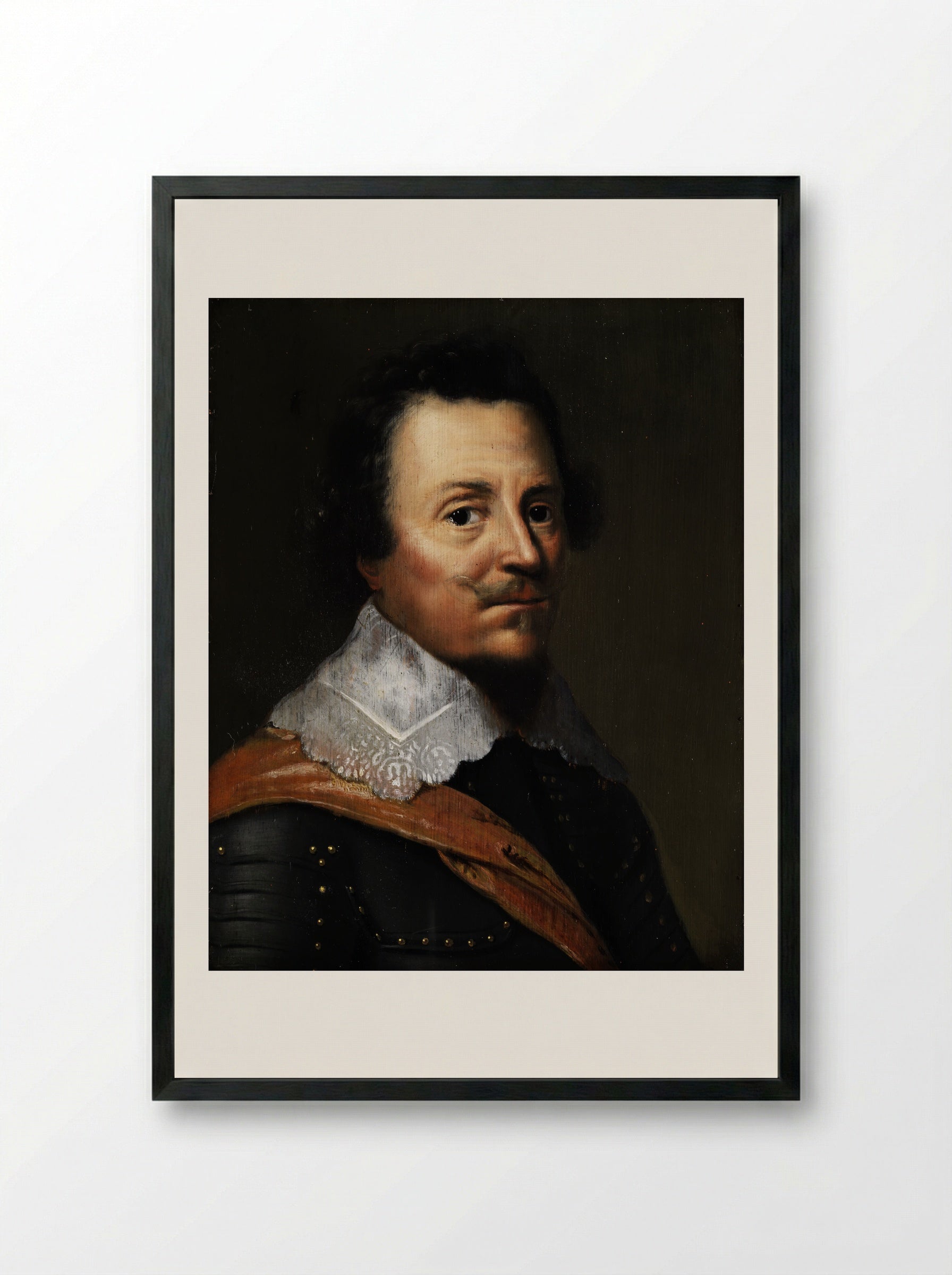 Portret van een officier - Wybrand de Geest - Framed Print Black