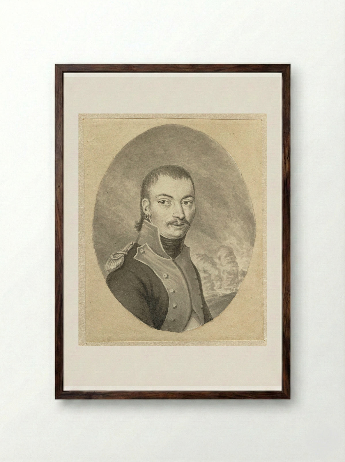 Portret van een officier - Ernst Willem Jan Bagelaar - Framed Print Dark Wood