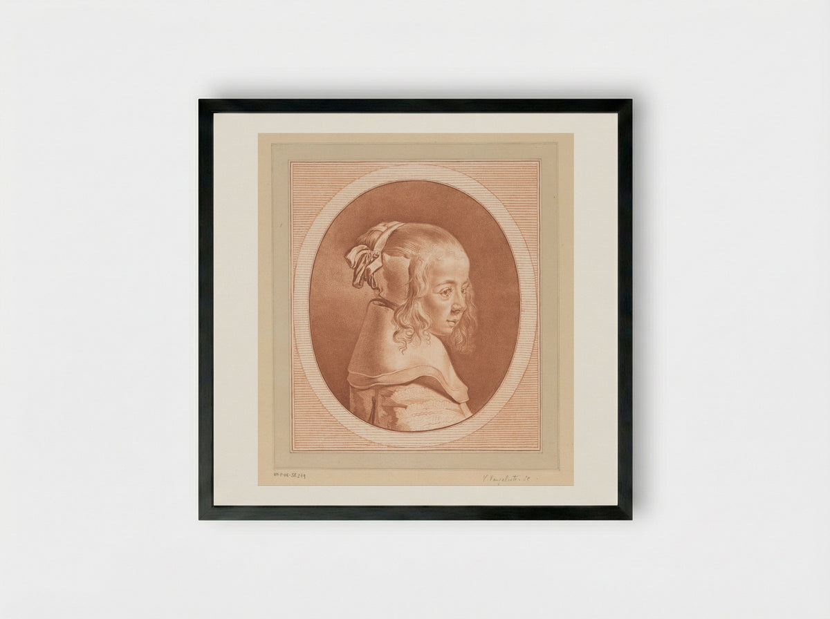 Portret van een onbekend meisje - Vincenzo Vangelisti - Framed Print Black