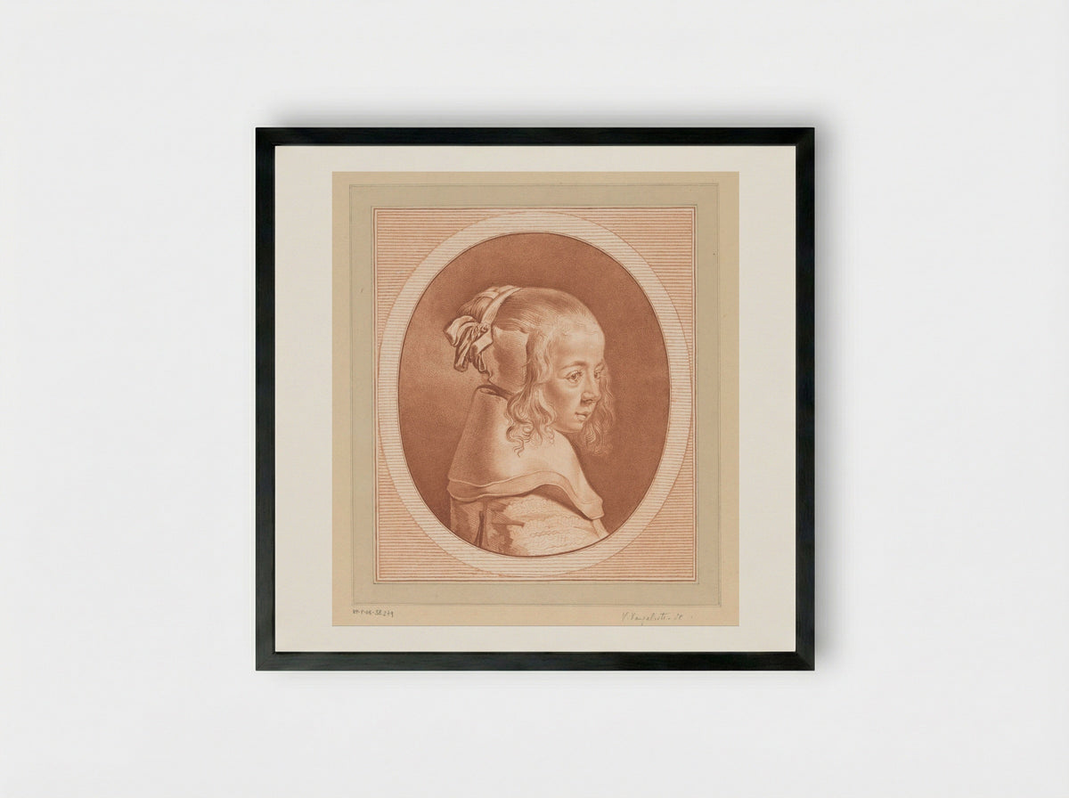 Portret van een onbekend meisje - Vincenzo Vangelisti - Framed Print Black