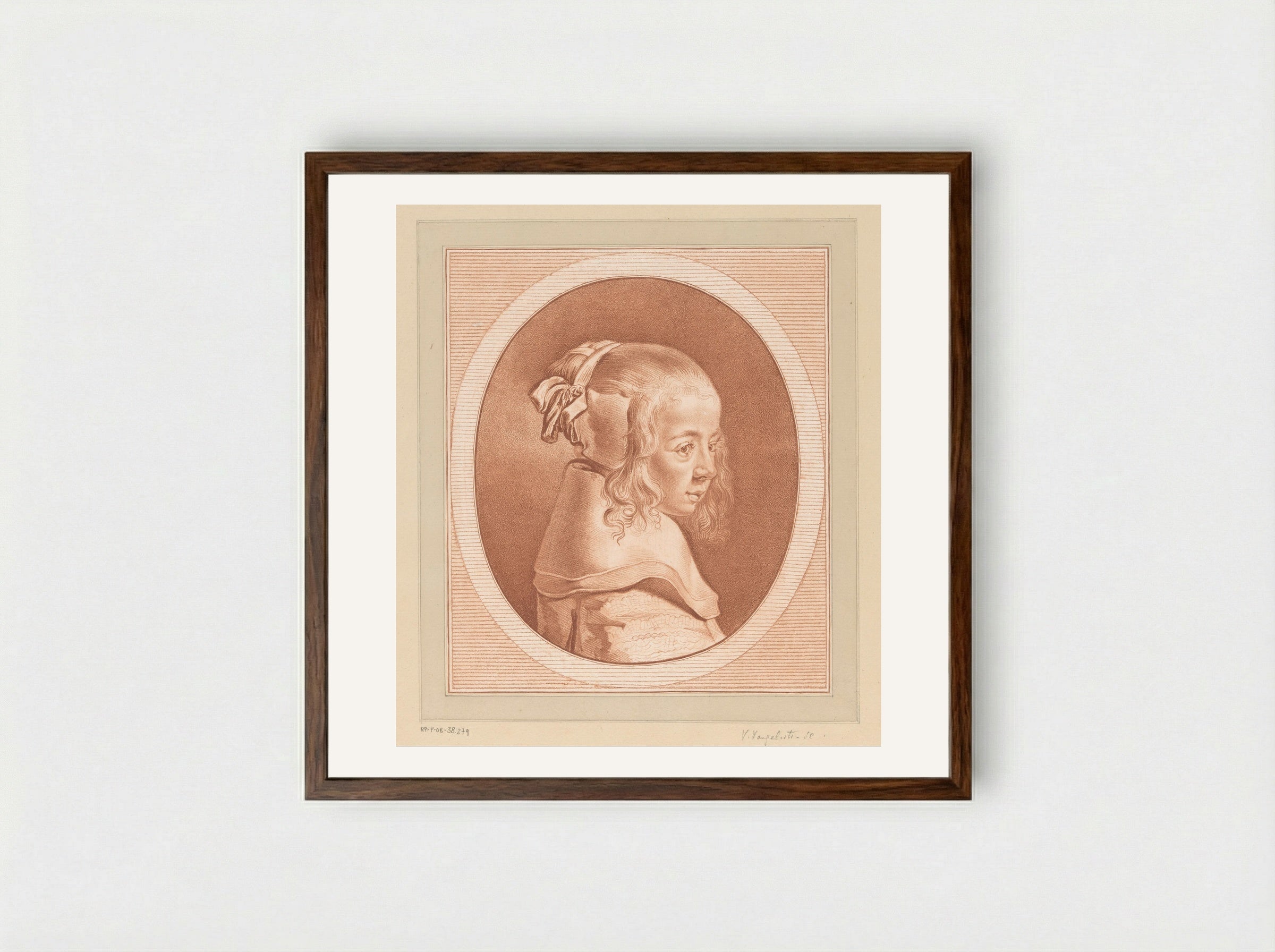Portret van een onbekend meisje - Vincenzo Vangelisti - Framed Print Dark Wood