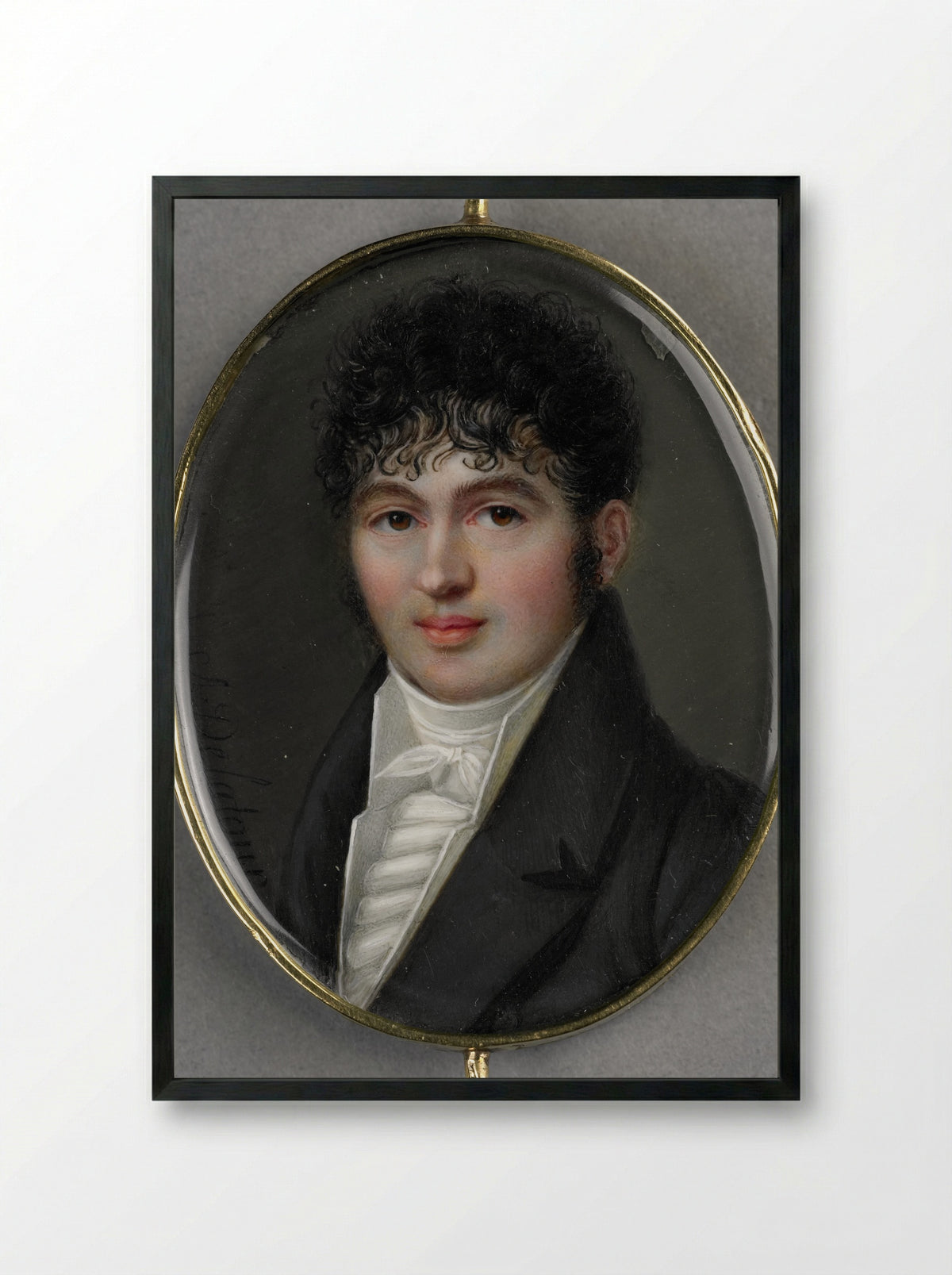 Portret van een onbekende man - Alexandre De Latour - Framed Print Black