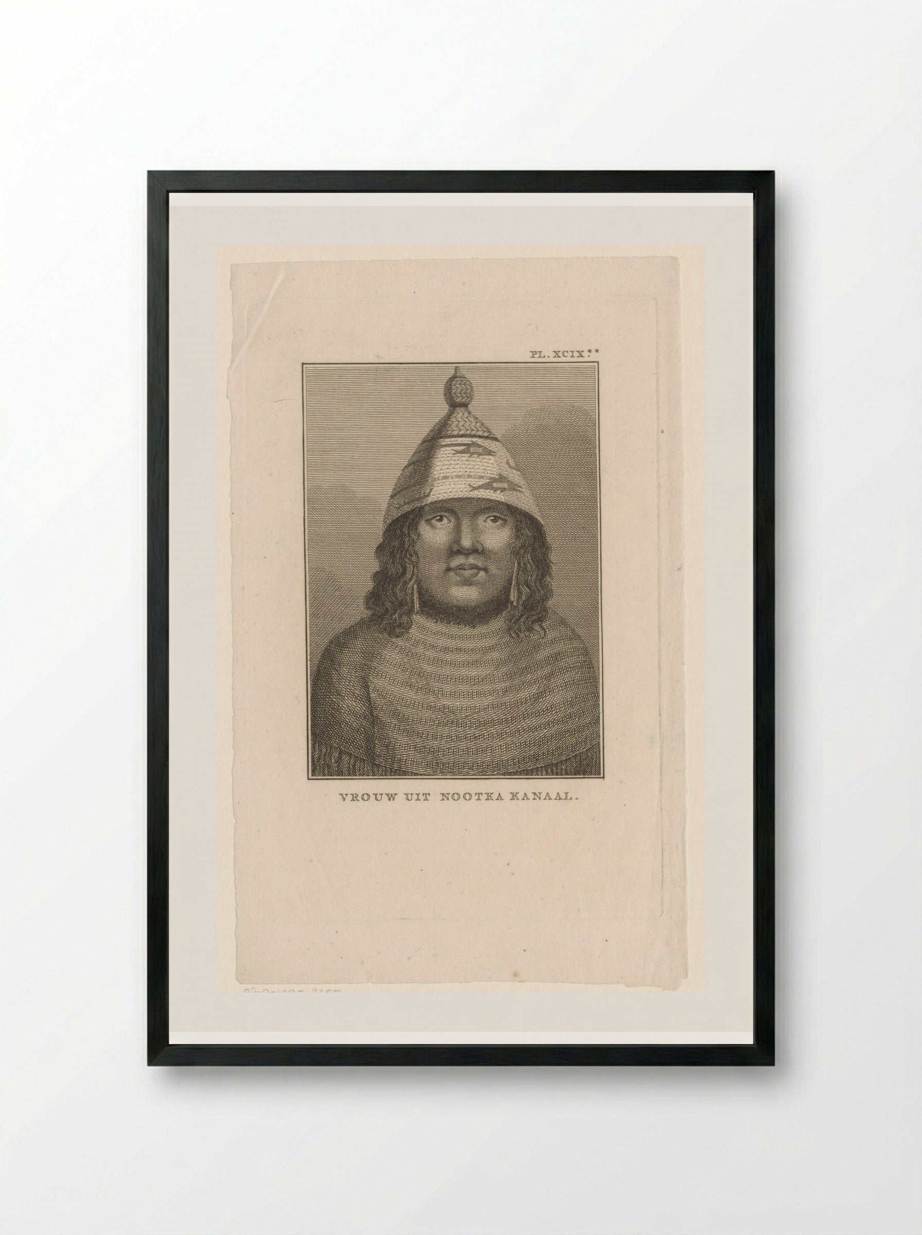 Portret van een onbekende vrouw afkomstig van het Nootka eiland - Diverse vervaardigers - Framed Print Black
