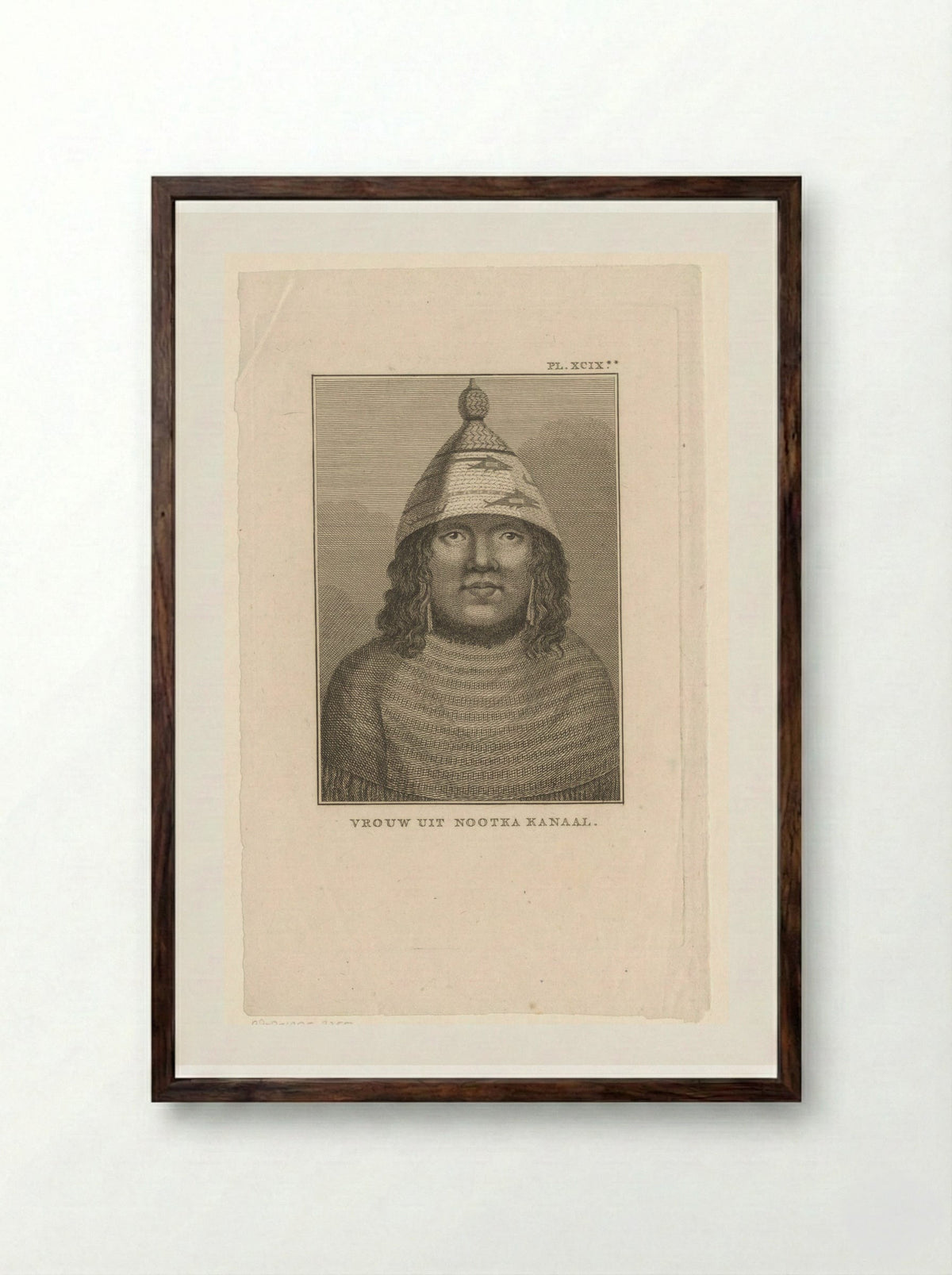Portret van een onbekende vrouw afkomstig van het Nootka eiland - Diverse vervaardigers - Framed Print Dark Wood