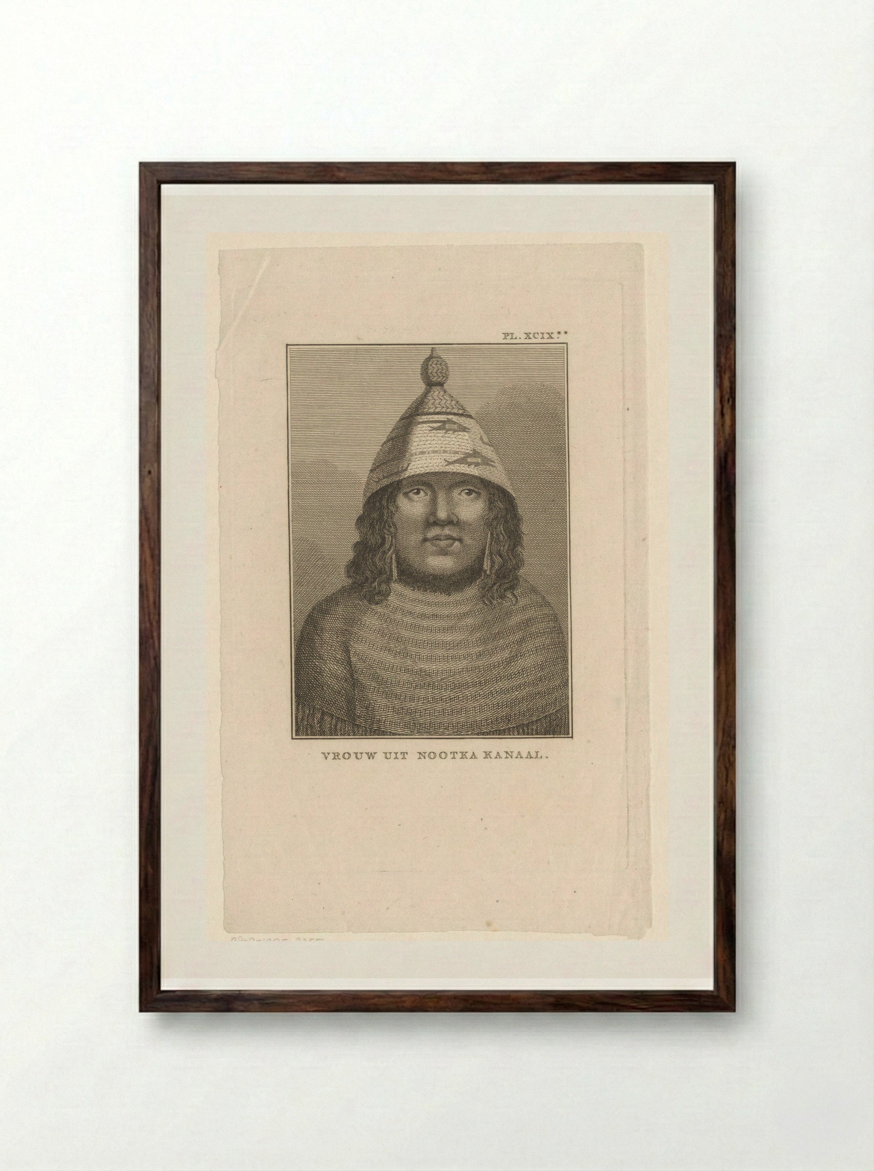 Portret van een onbekende vrouw afkomstig van het Nootka eiland - Diverse vervaardigers - Framed Print Dark Wood