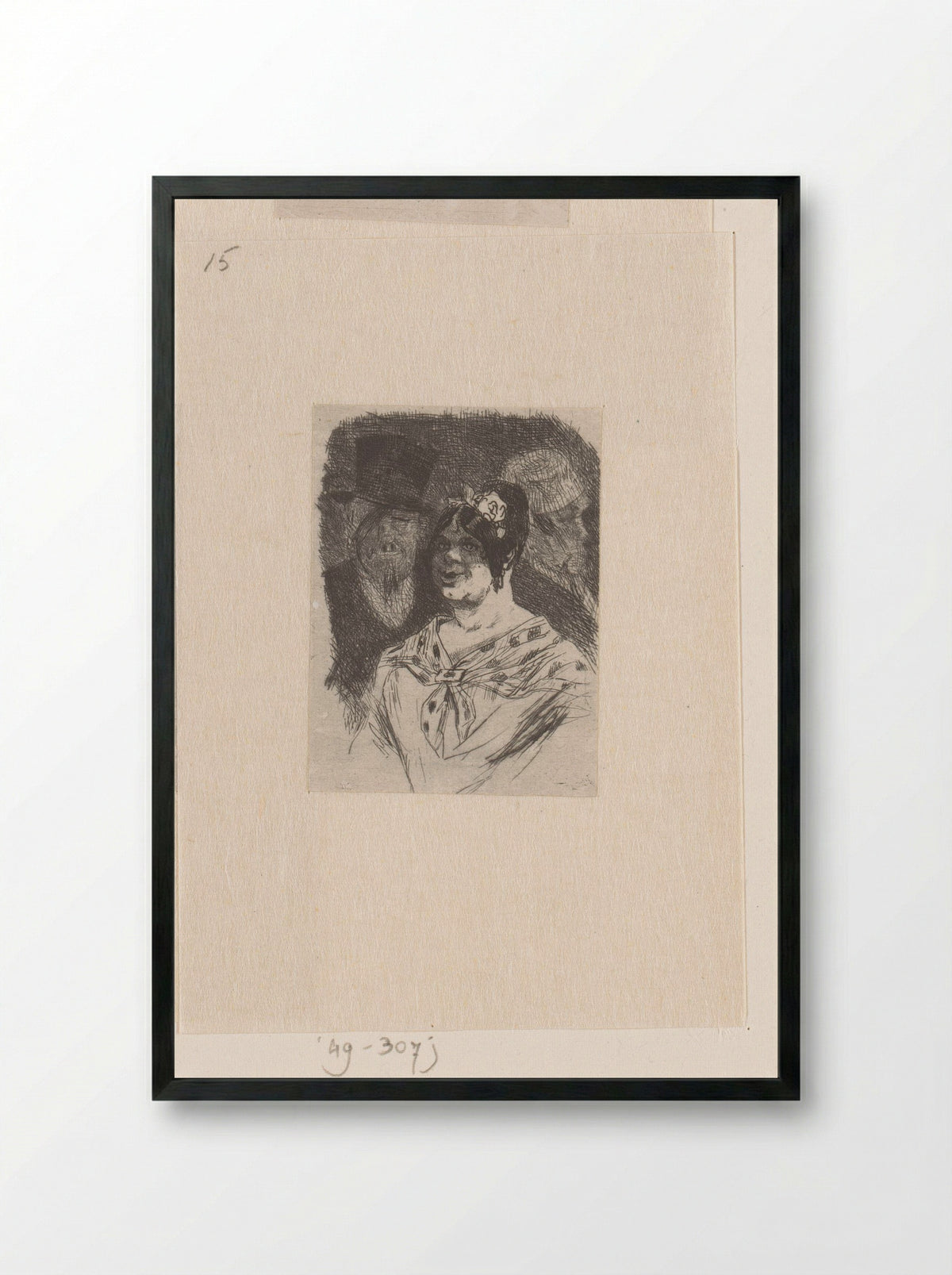 Portret van een onbekende vrouw en man - Félicien Rops - Framed Print Black