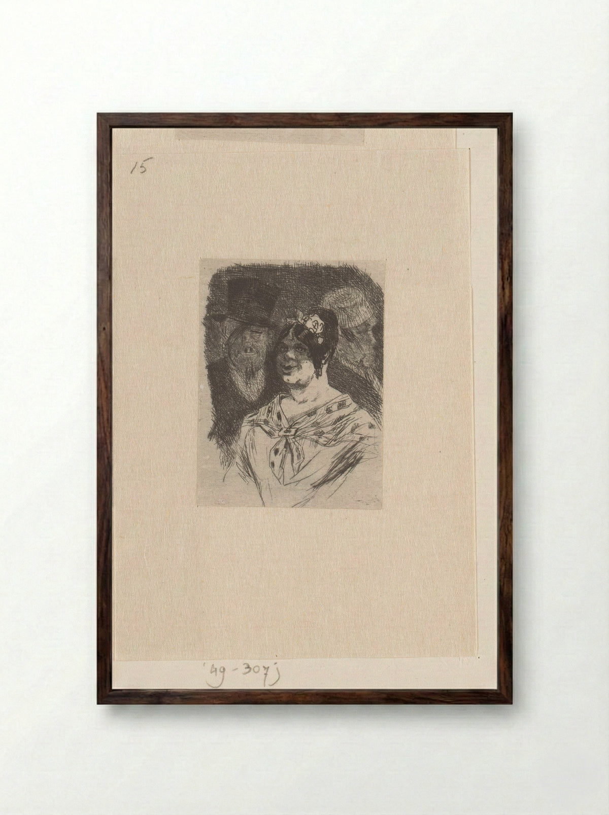 Portret van een onbekende vrouw en man - Félicien Rops - Framed Print Dark Wood