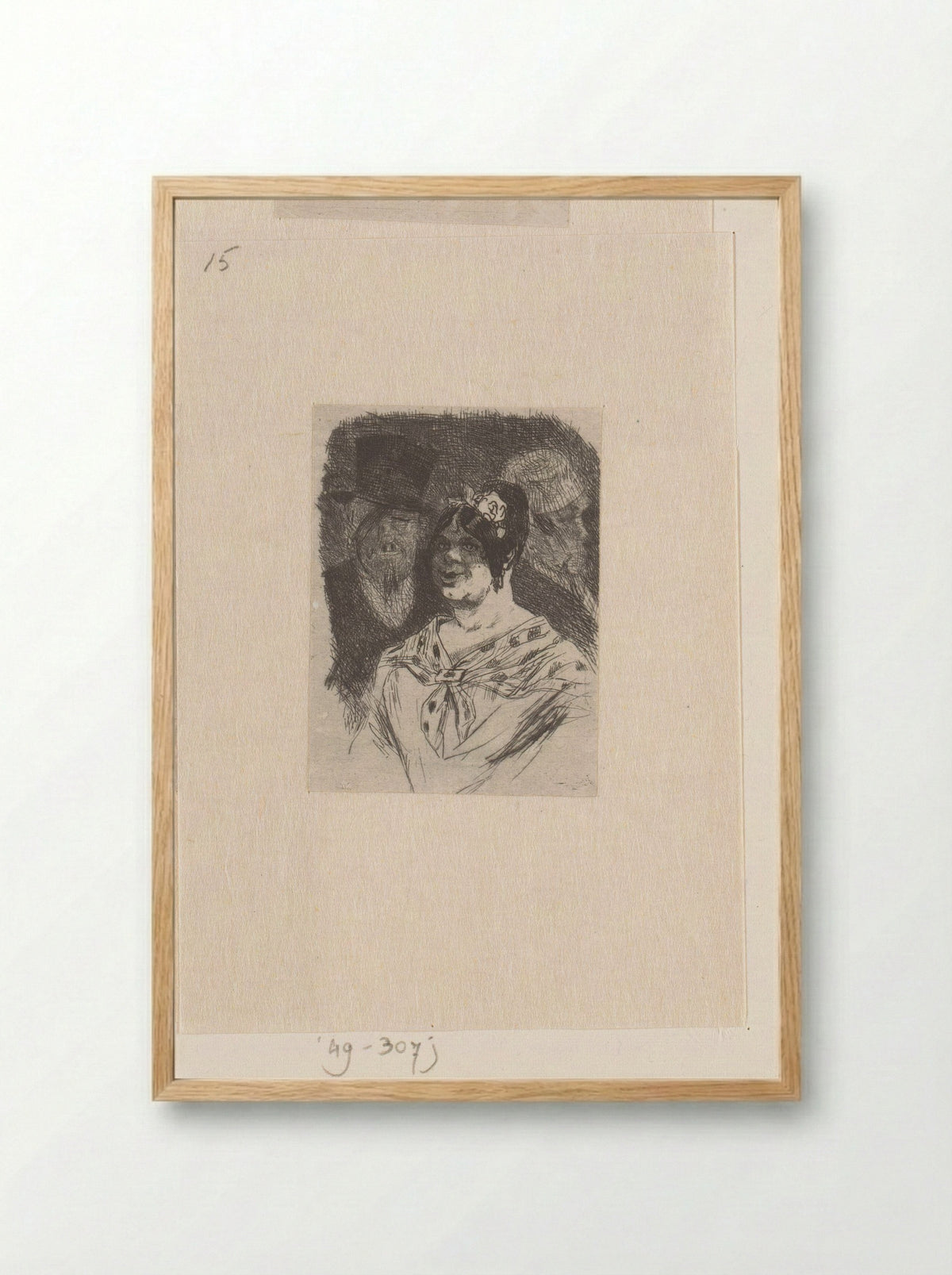 Portret van een onbekende vrouw en man - Félicien Rops - Framed Print Wood