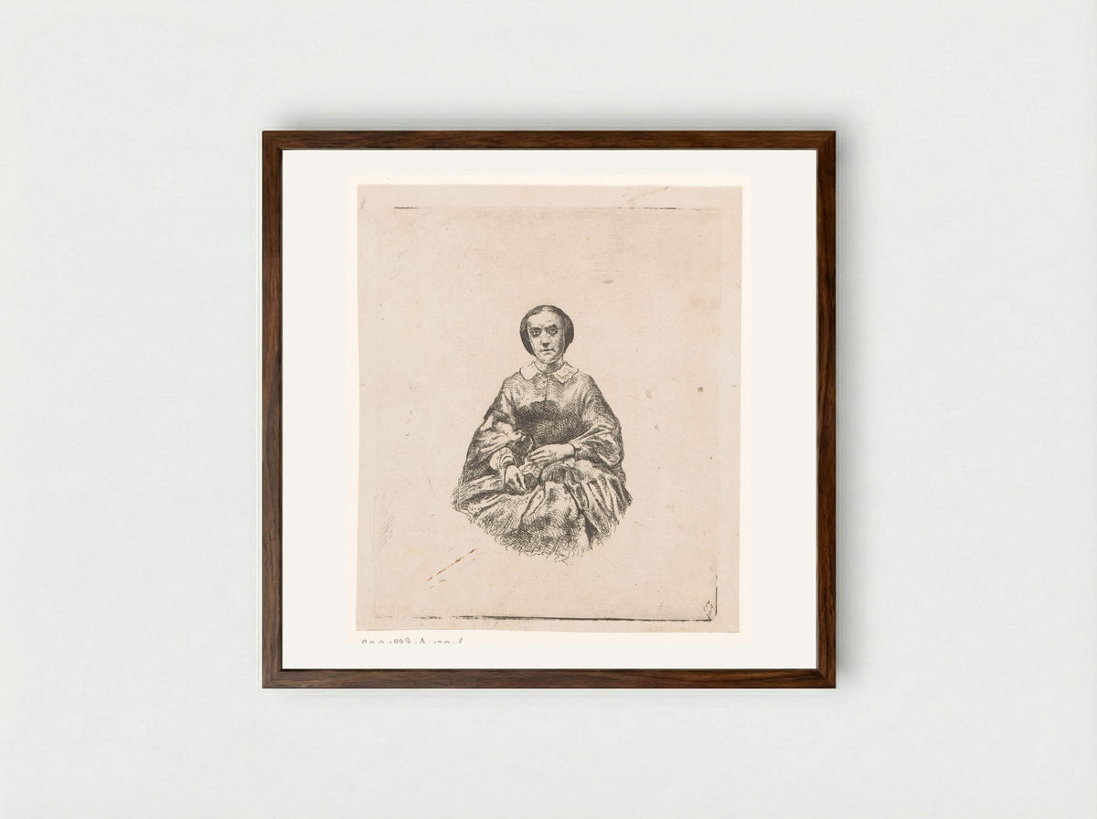 Portret van een onbekende vrouw - Jan Stobbaerts - Framed Print Dark Wood