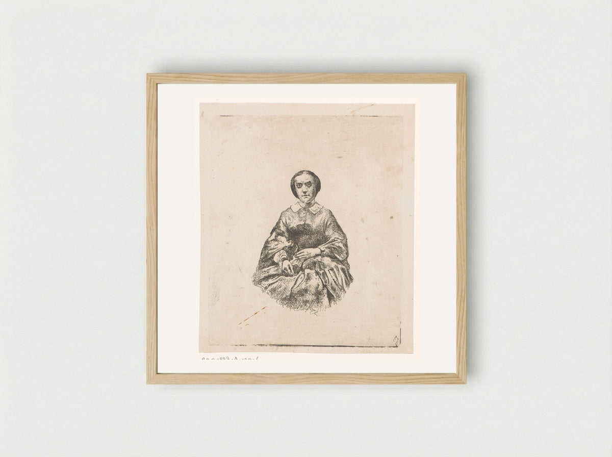 Portret van een onbekende vrouw - Jan Stobbaerts - Framed Print Wood