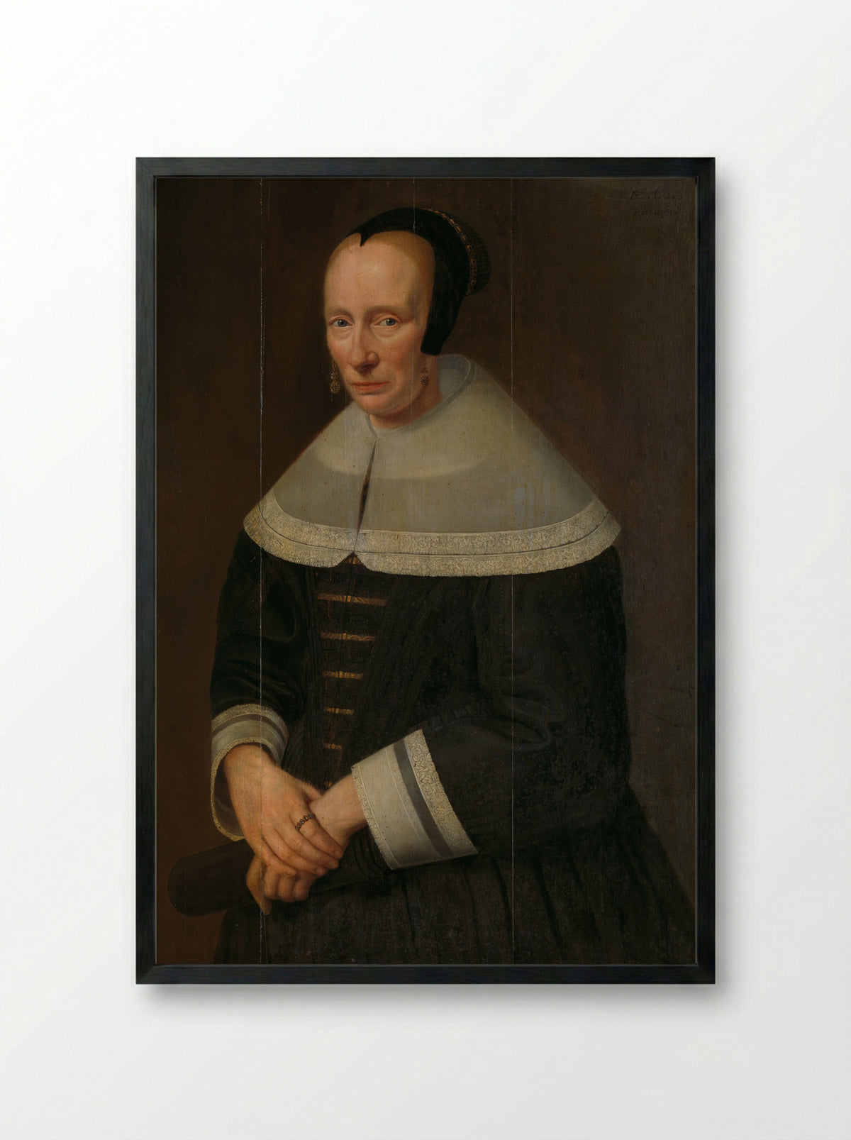 Portret van een vrouw - Godaert Kamper - Framed Print Black