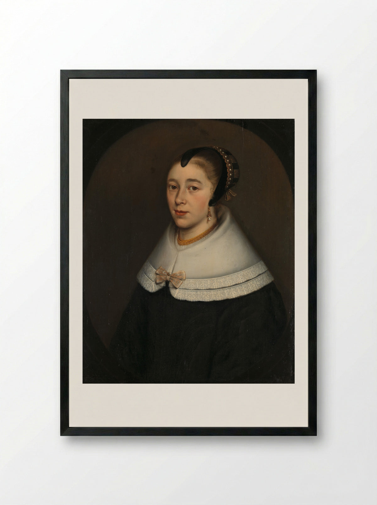 Portret van een vrouw - Dirck Craey - Framed Print Black