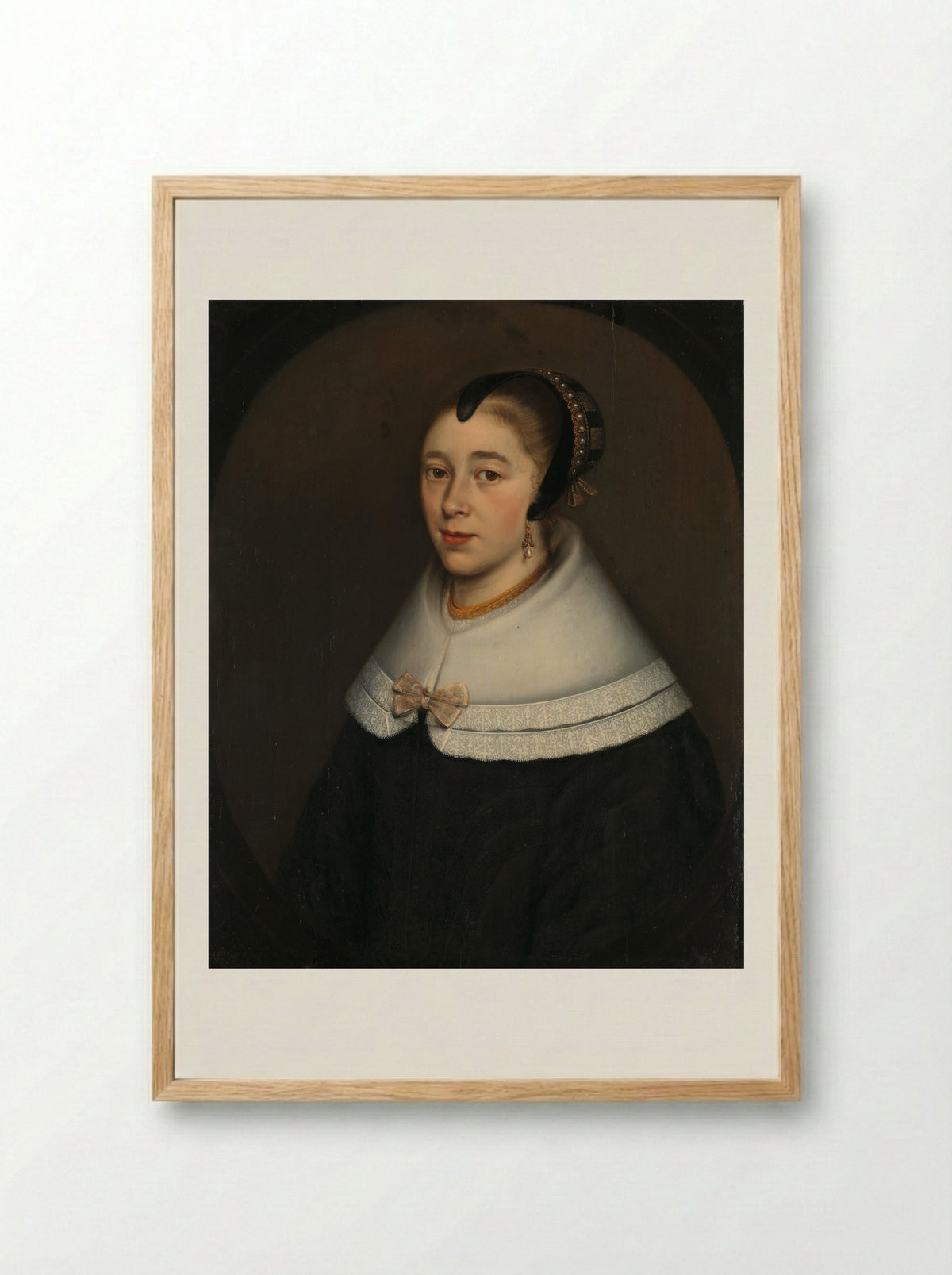 Portret van een vrouw - Dirck Craey - Framed Print Wood