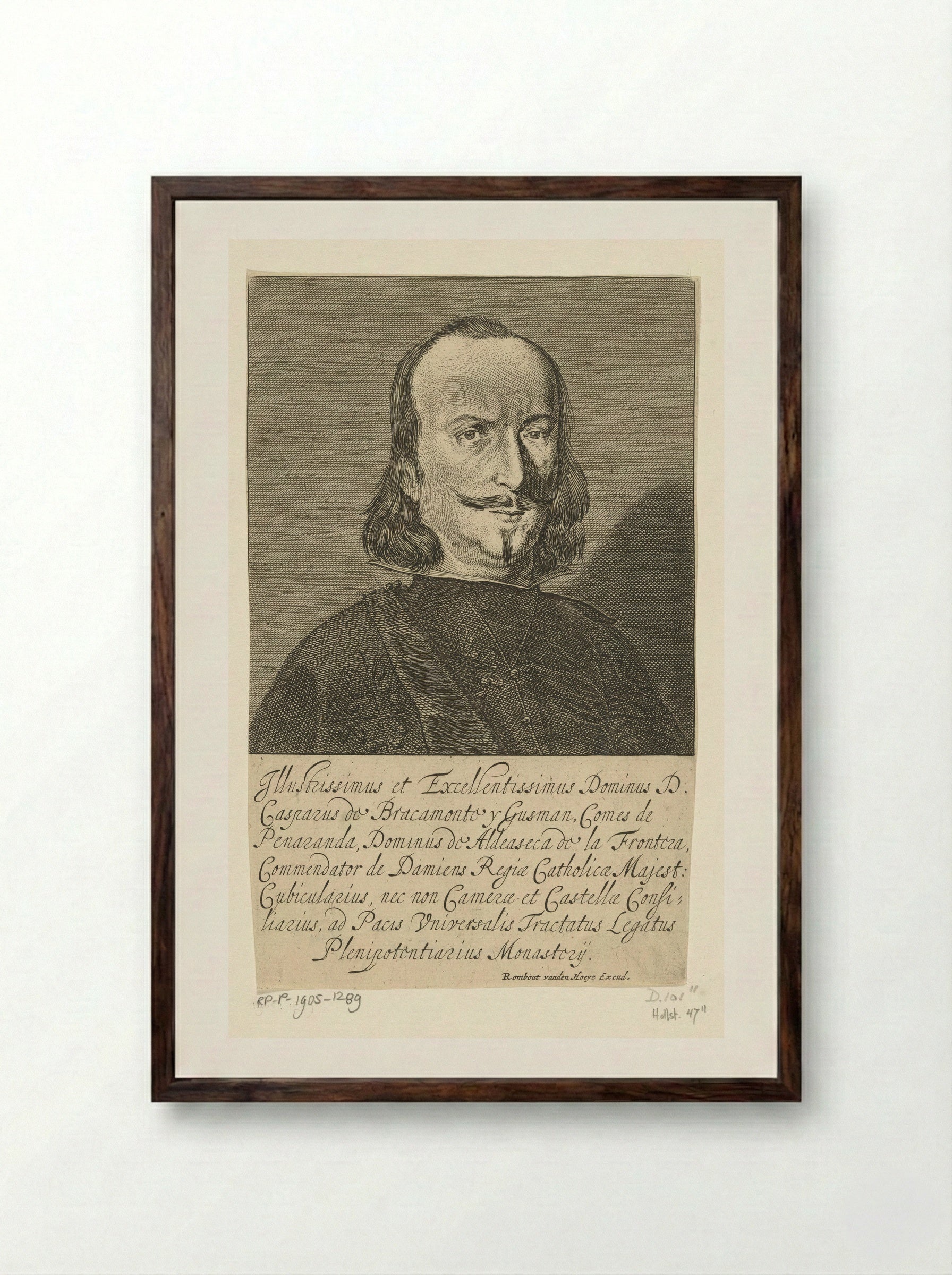 Portret van graaf Gaspar de Bracamonte y Guzman - Pieter Nolpe - Framed Print Dark Wood