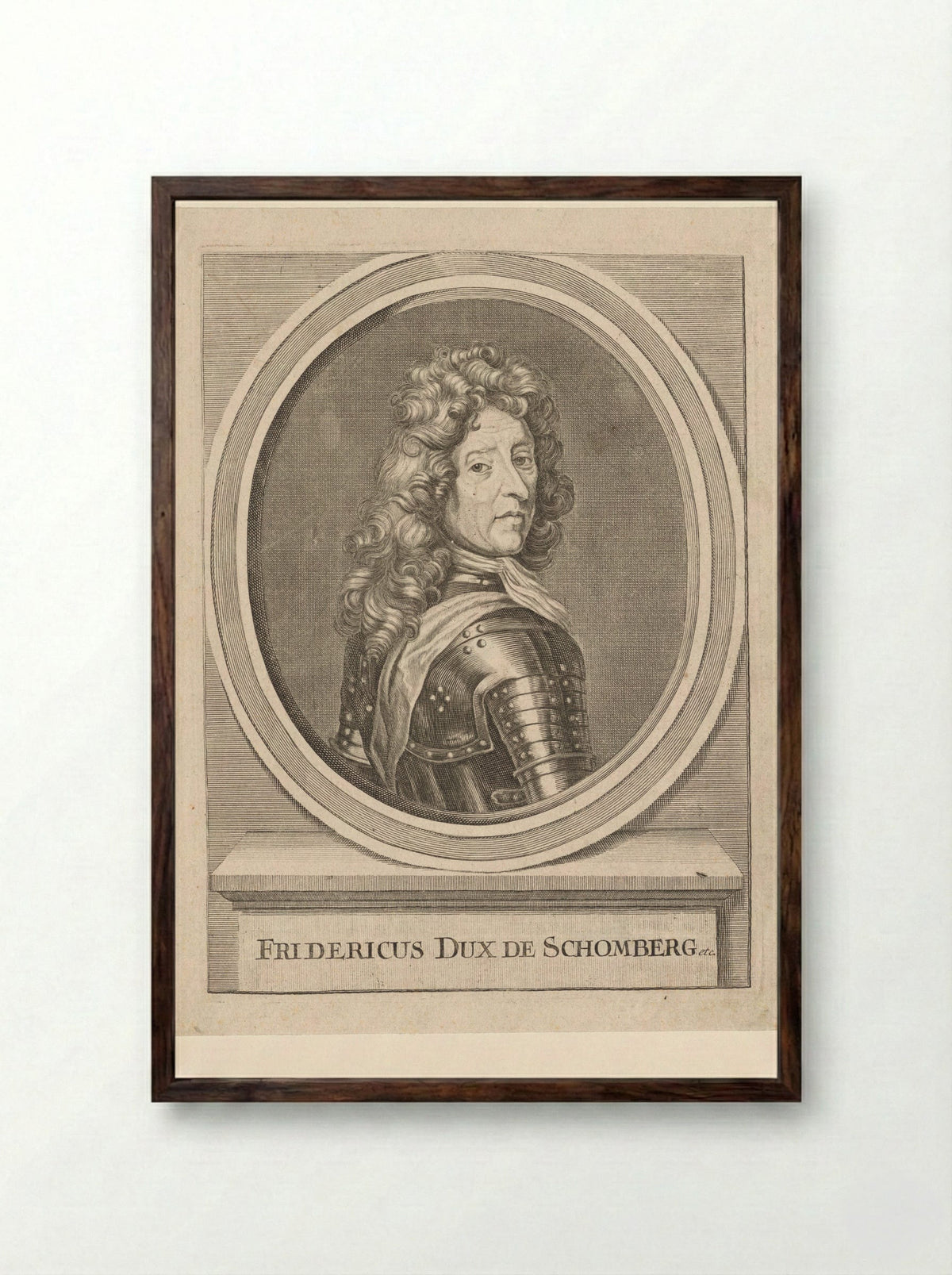 Portret van hertog Frederik van Schomberg - Elias Nessenthaler - Framed Print Dark Wood