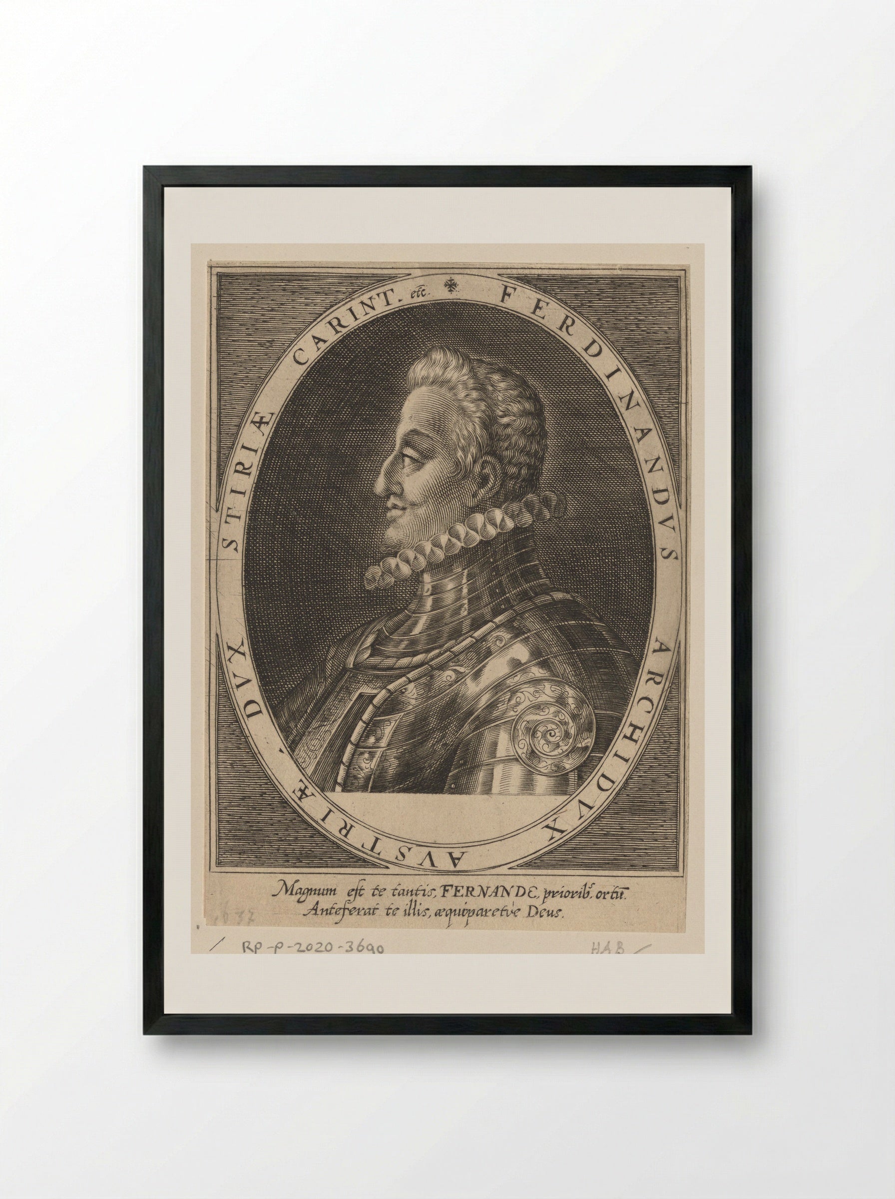 Portret van keizer Ferdinand II als aartshertog - Dominicus Custos - Framed Print Black