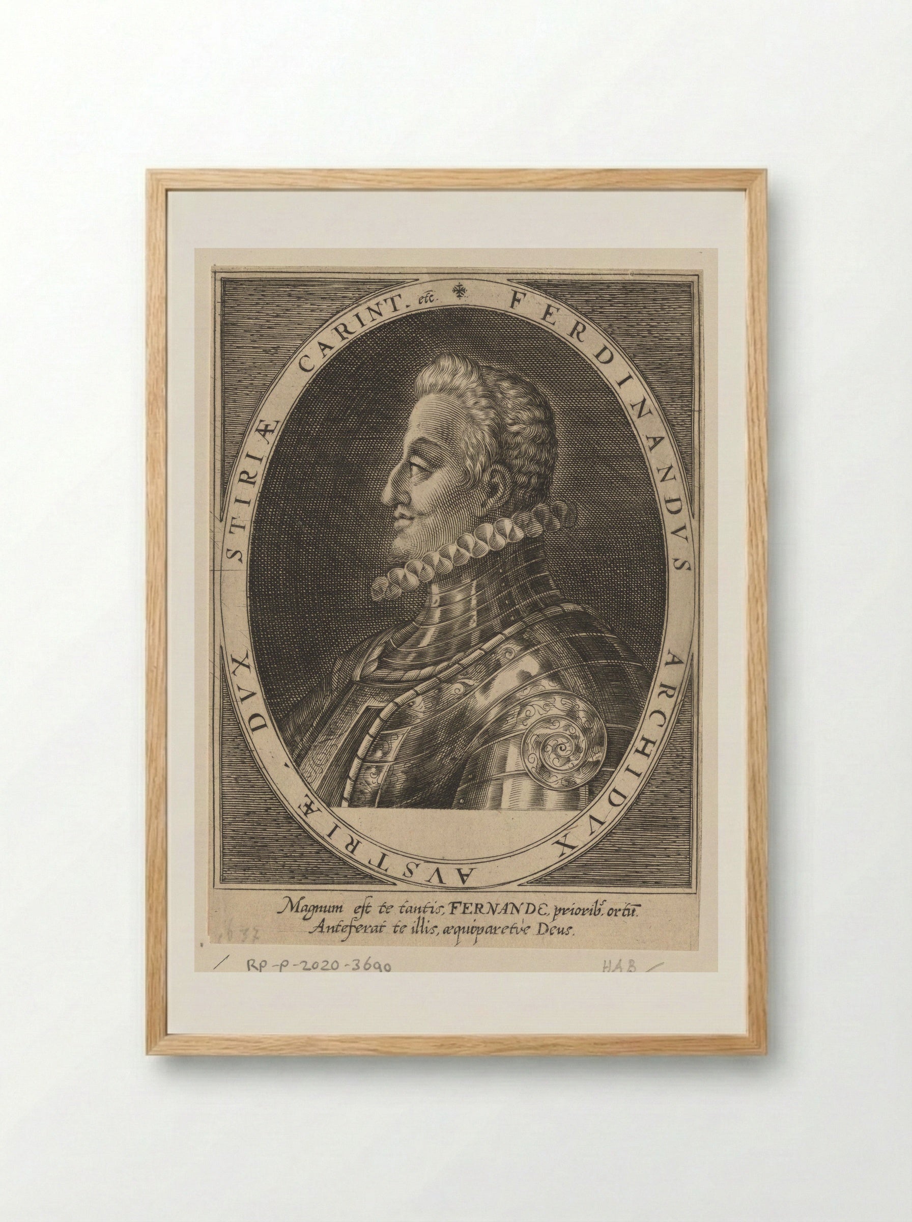 Portret van keizer Ferdinand II als aartshertog - Dominicus Custos - Framed Print Wood