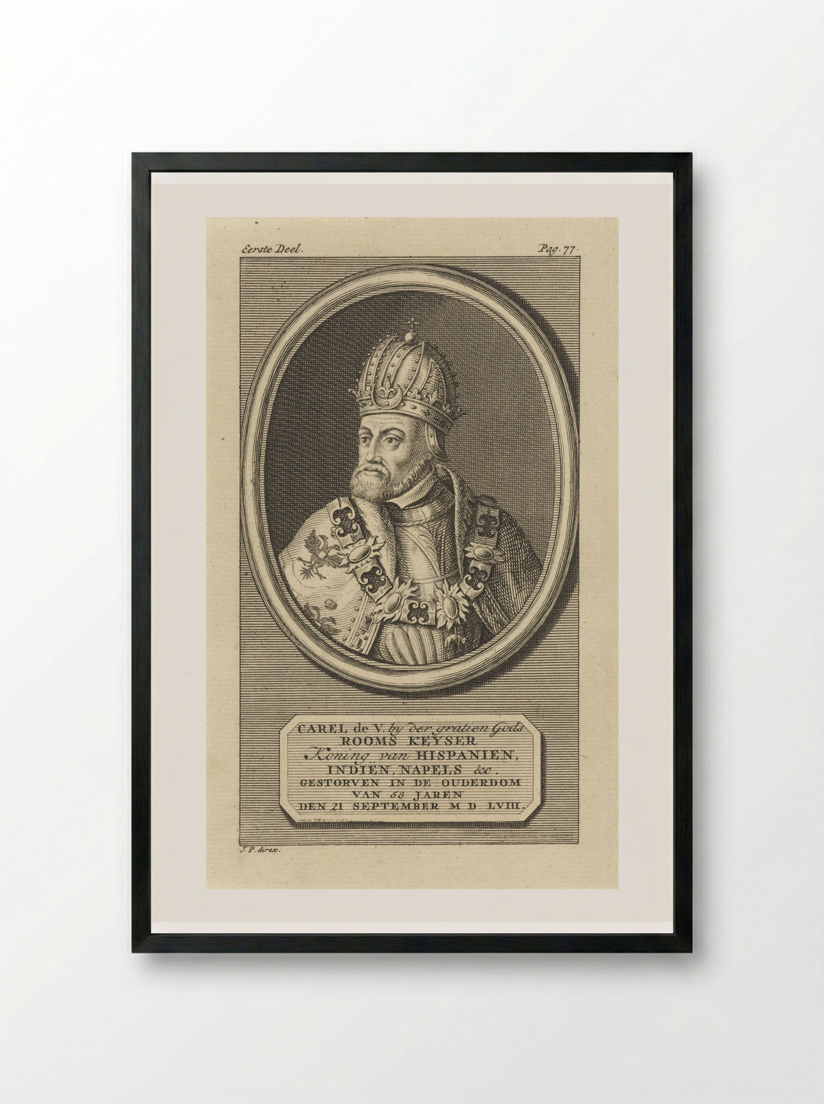 Portret van keizer Karel V - Jan Punt - Framed Print Black