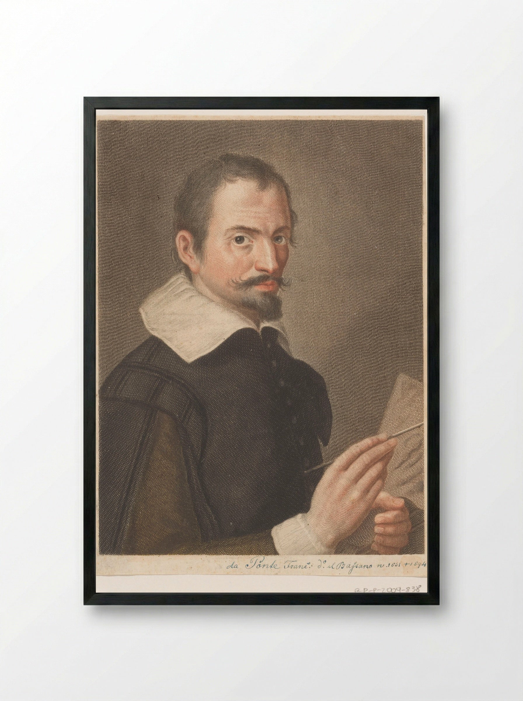Portret van kunstenaar Francesco Bassano II - Carlo Gregori - Framed Print Black