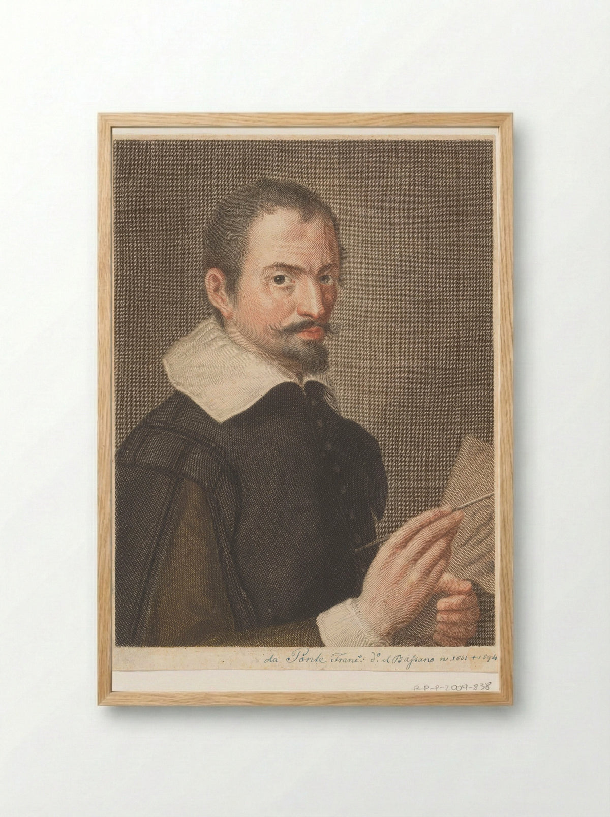 Portret van kunstenaar Francesco Bassano II - Carlo Gregori - Framed Print Wood
