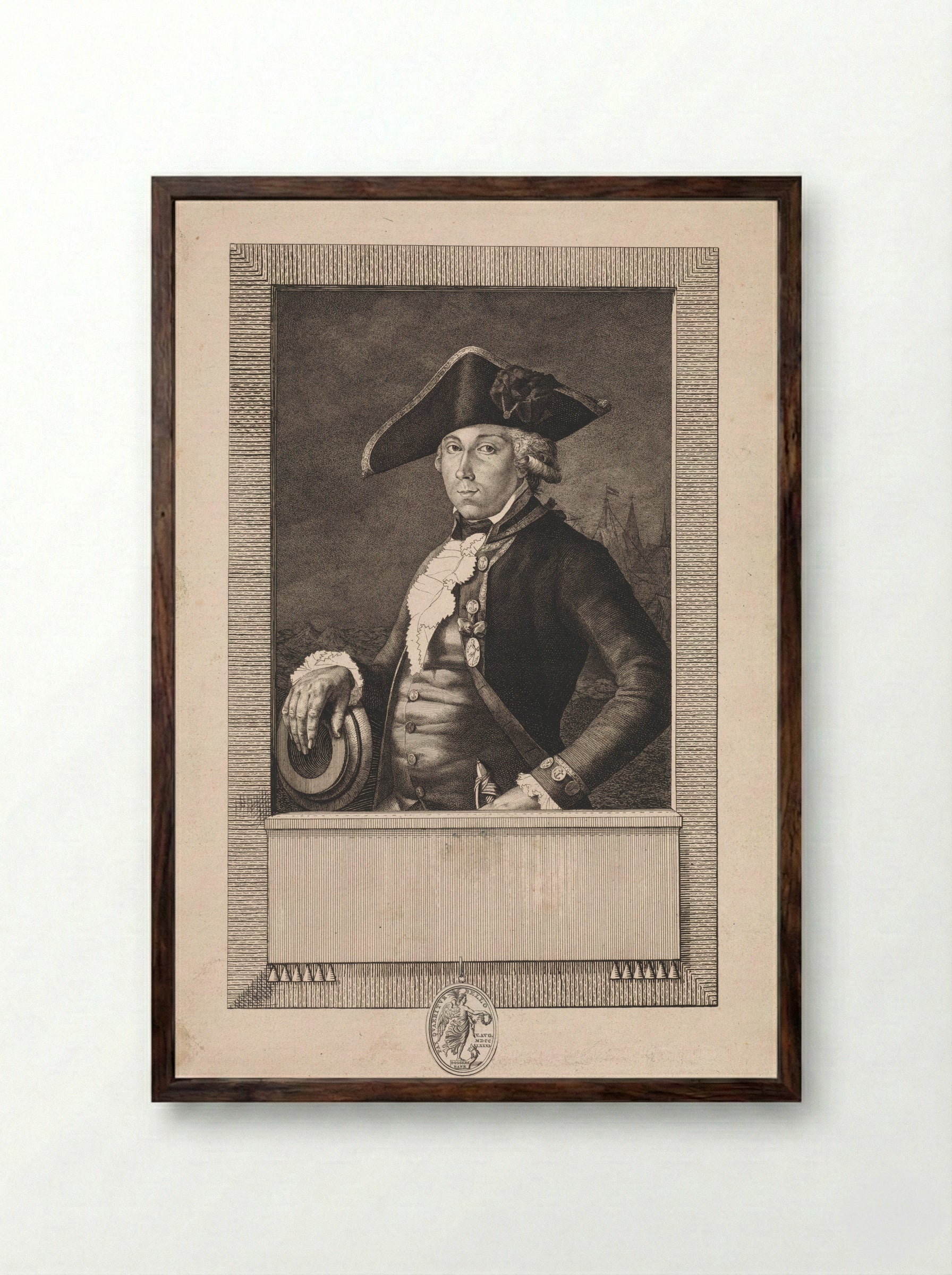 Portret van luitenant Pieter van Aardenburg - Jan Gerard Waldorp - Framed Print Dark Wood