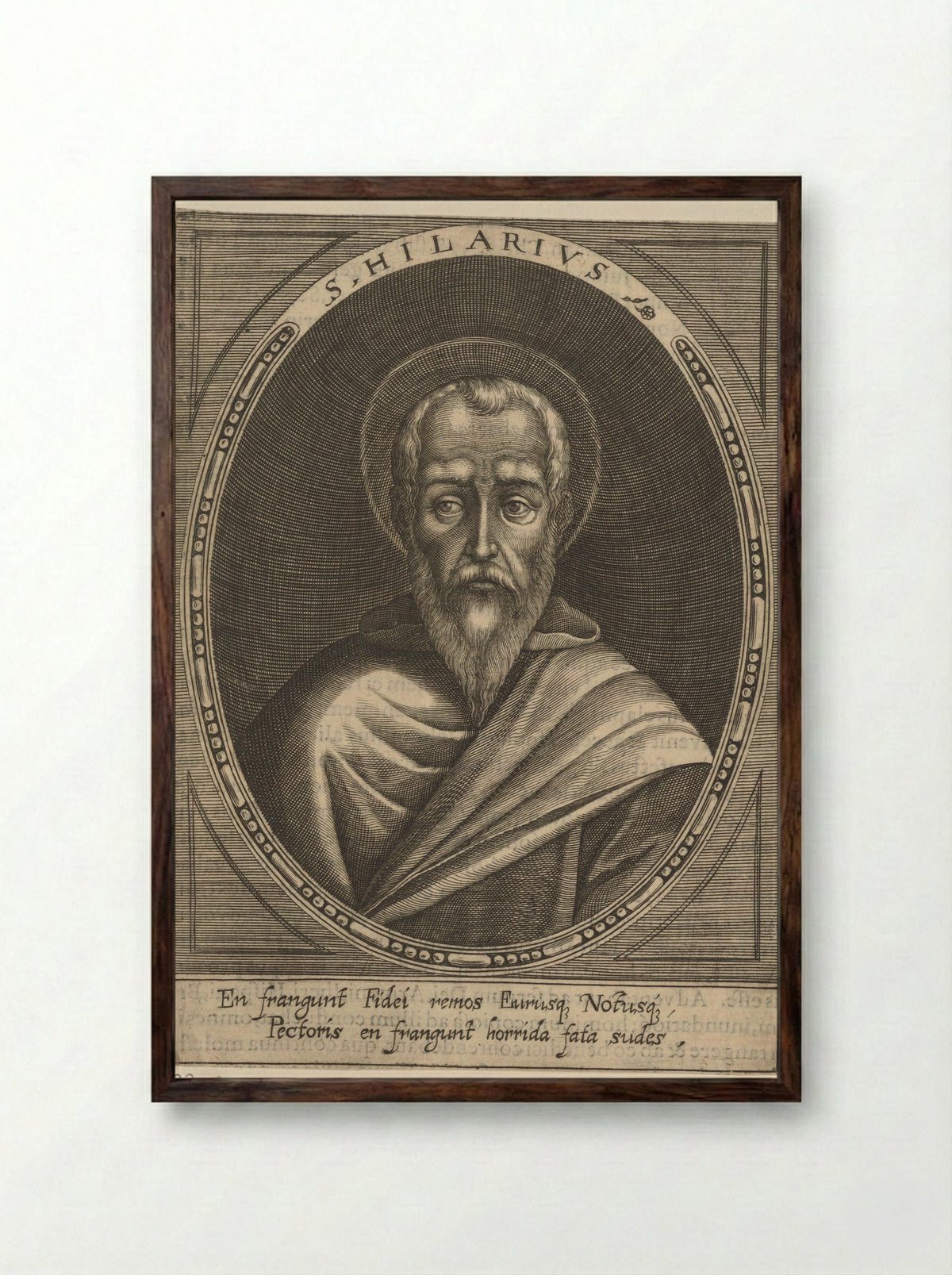 Portret van paus Hilarius - Raphael Custos - Framed Print Dark Wood
