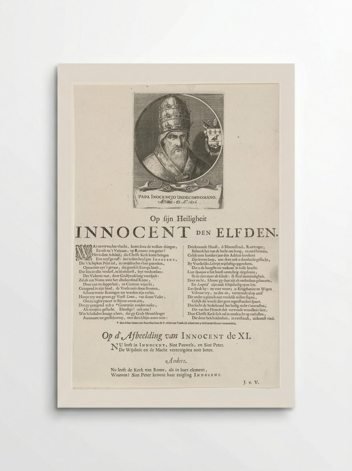 Portret van paus Innocentius XI - Pieter Nolpe - Poster